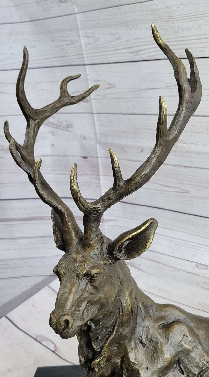 Buck Deer Elk Stag Wildlife Art Cabin Lodge Sportsman Art Bronze Marble Statue