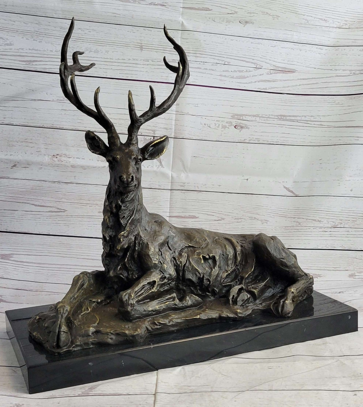 Buck Deer Elk Stag Wildlife Art Cabin Lodge Sportsman Art Bronze Marble Statue