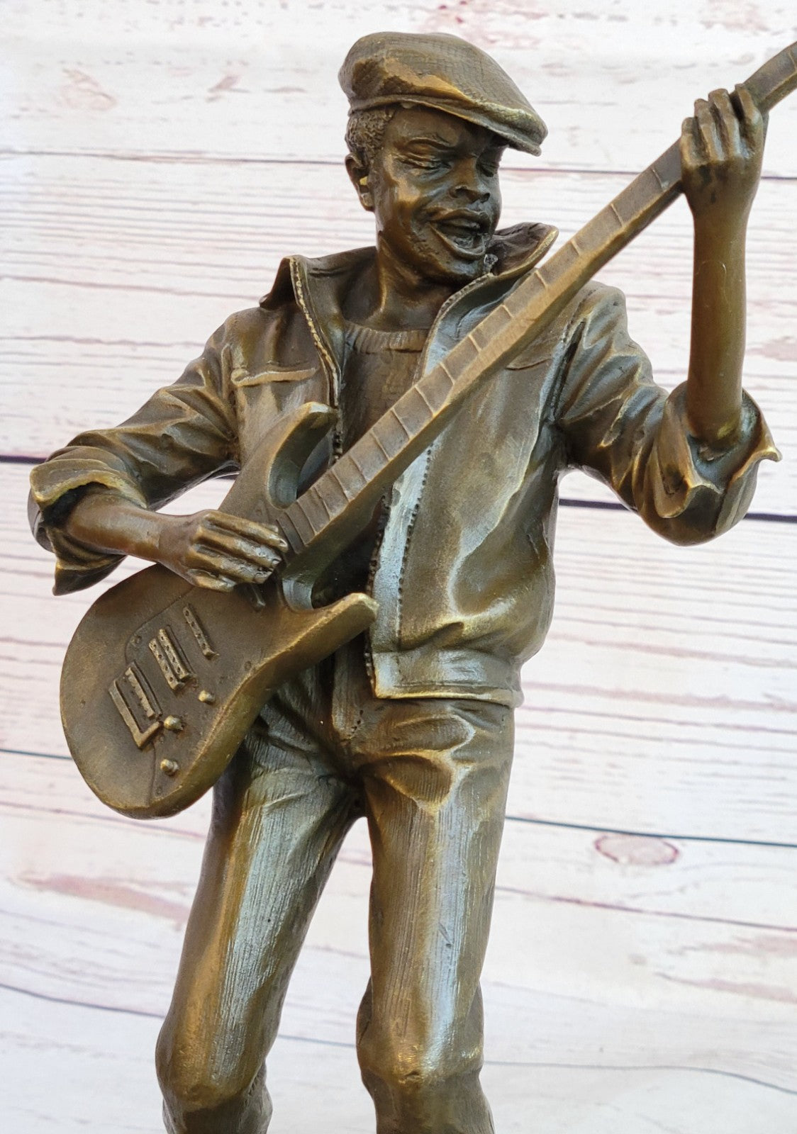 Jimmy Hendrix Playing Guitar Music Memorabilia Art Collector Bronze Sculpture