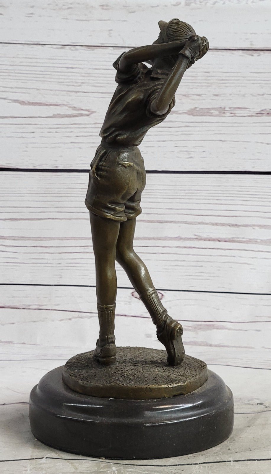 Golf Lover Gift Female Lady Golfer Club Bag Bronze Marble Statue Trophy Award