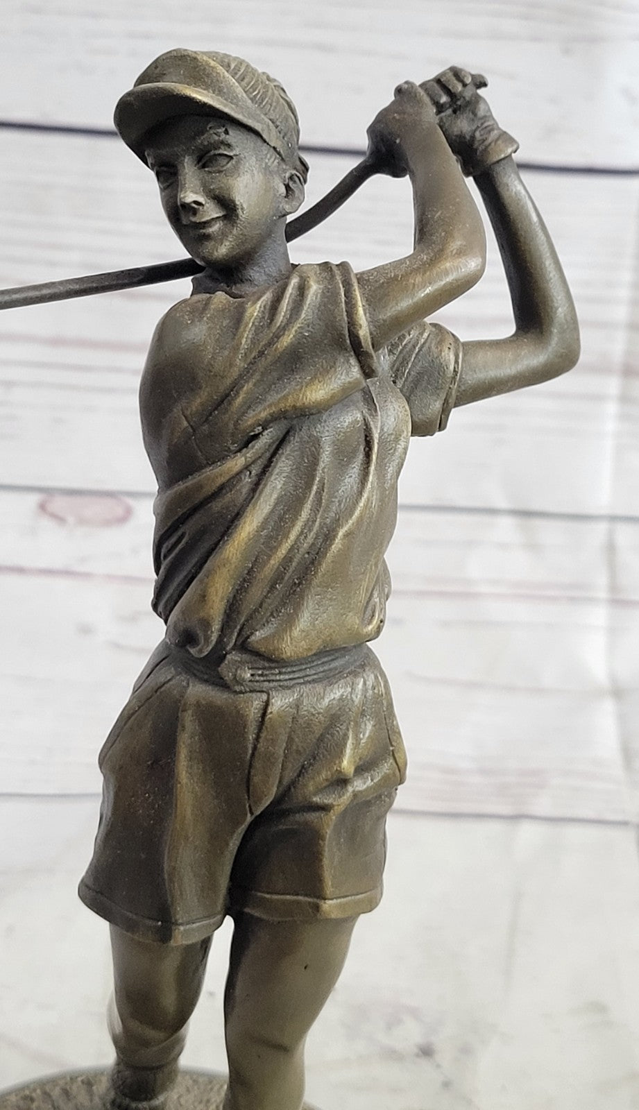 Golf Lover Gift Female Lady Golfer Club Bag Bronze Marble Statue Trophy Award