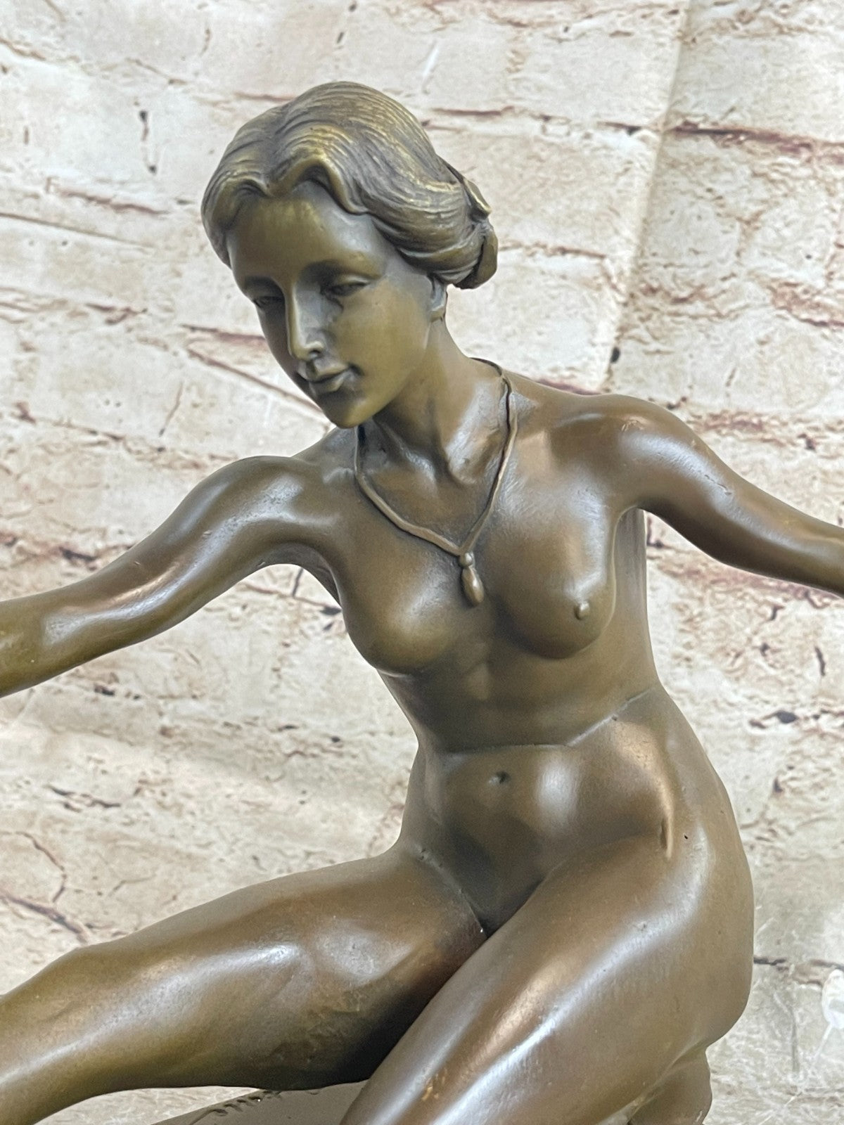 Art Deco Nude Female by French Artist Jean Patoue Bronze Sculpture Statue