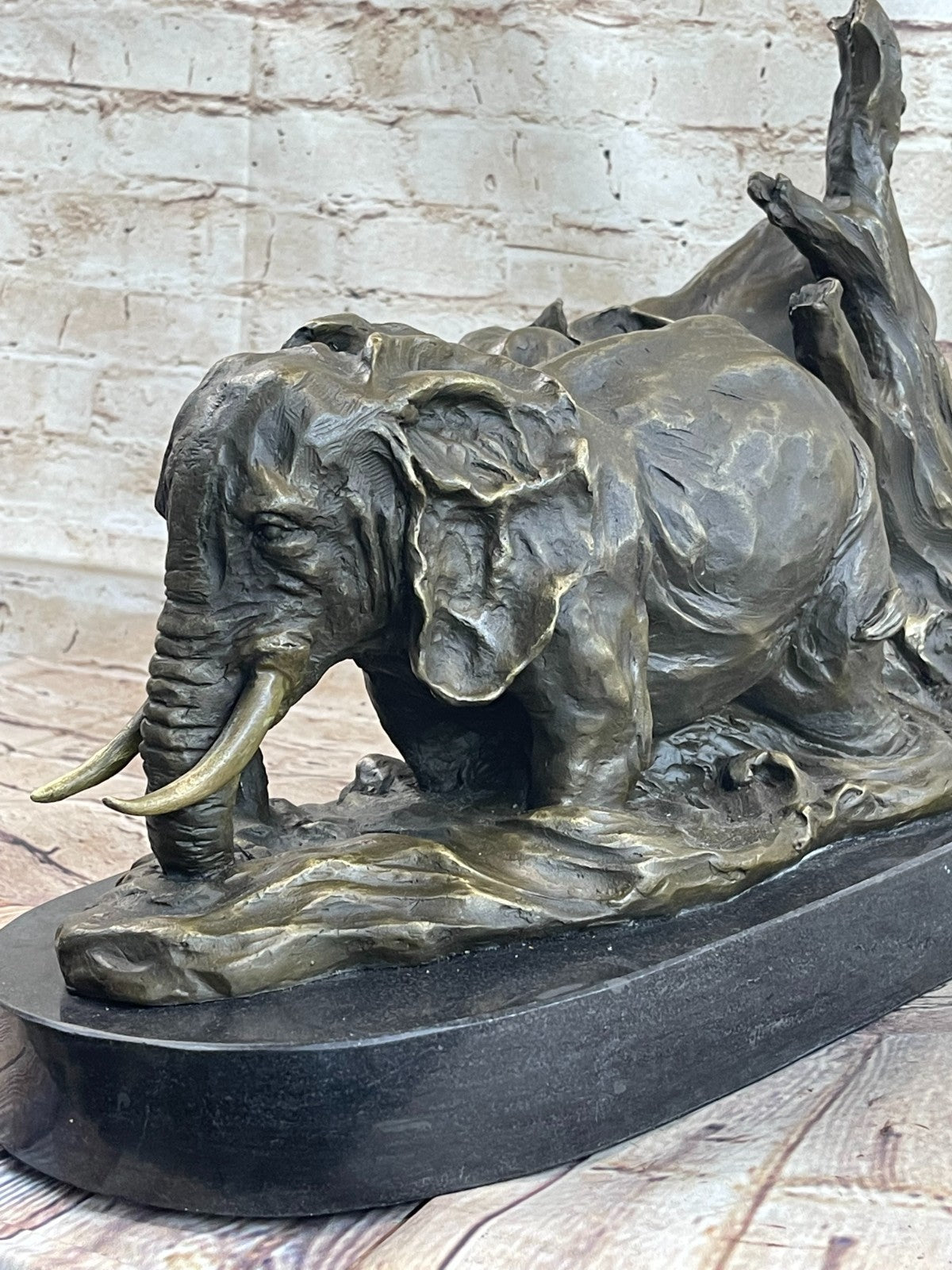 Bronze Sculpture Handcrafted 40 LBS Massive Elephant Wildlife Figurine