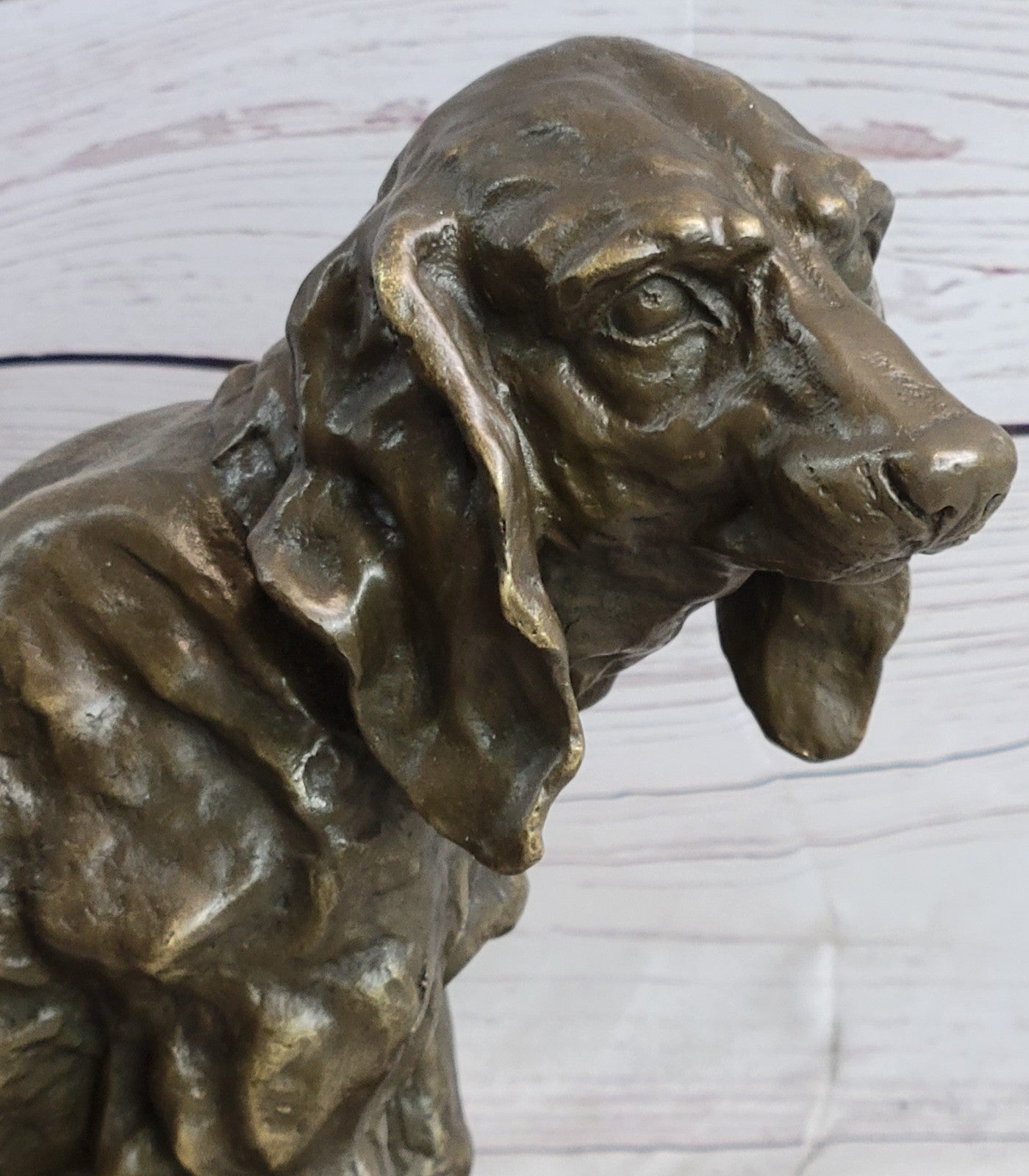 Handcrafted bronze sculpture SALE Bas Marble On Deco Art Dog Hound Basset Large