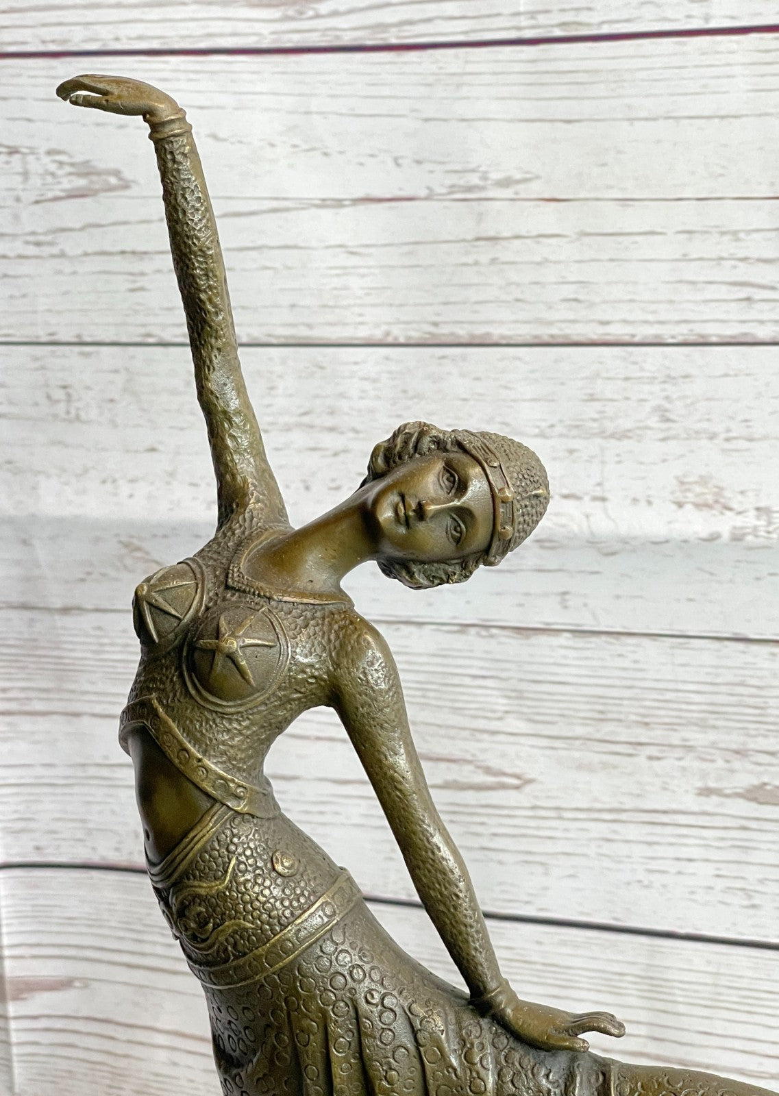 Signed Chiparus Elegant Dancer Extend her Legs Apart Bronze Sculpture Figurine