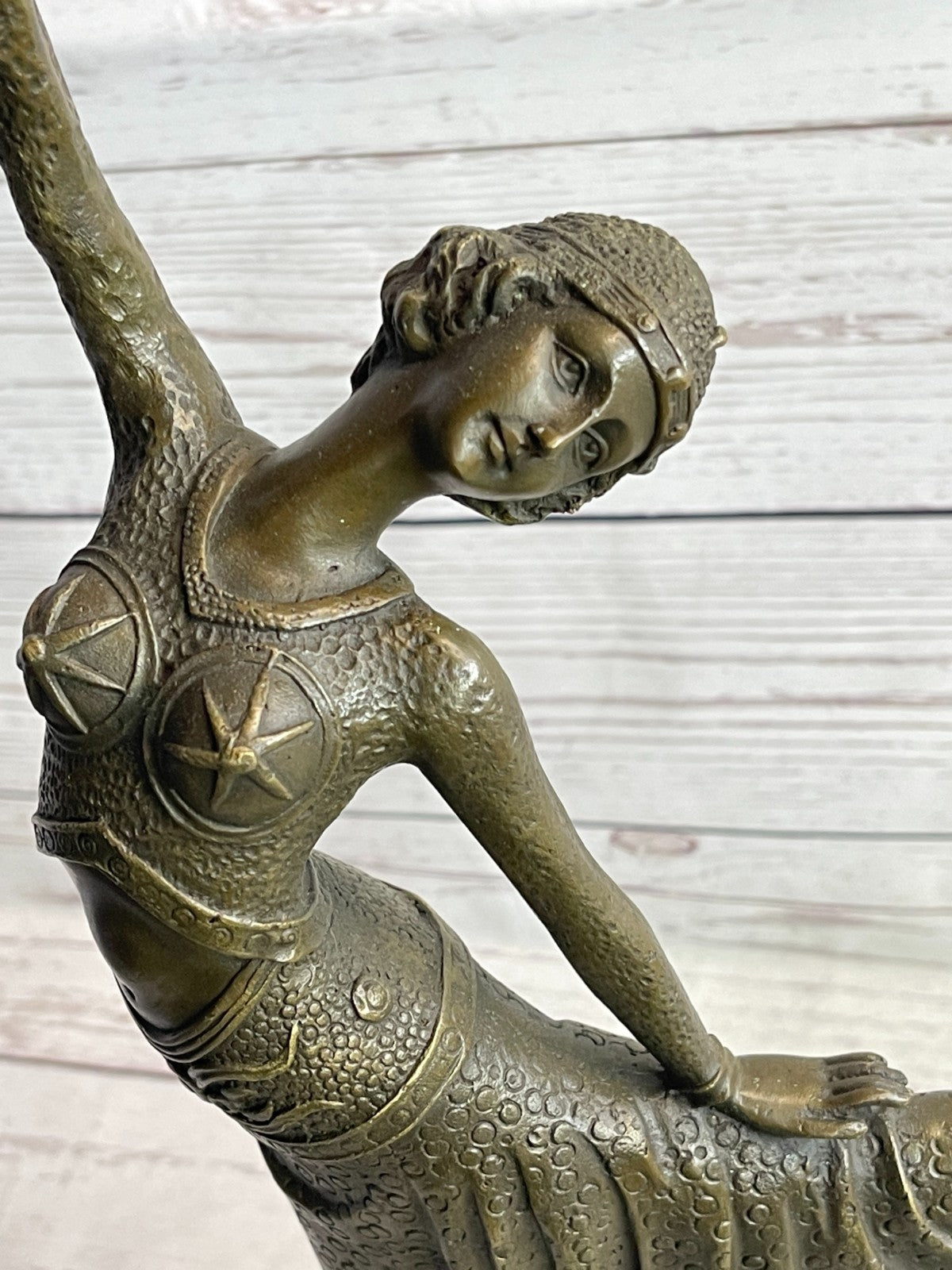 Signed Chiparus Elegant Dancer Extend her Legs Apart Bronze Sculpture Figurine