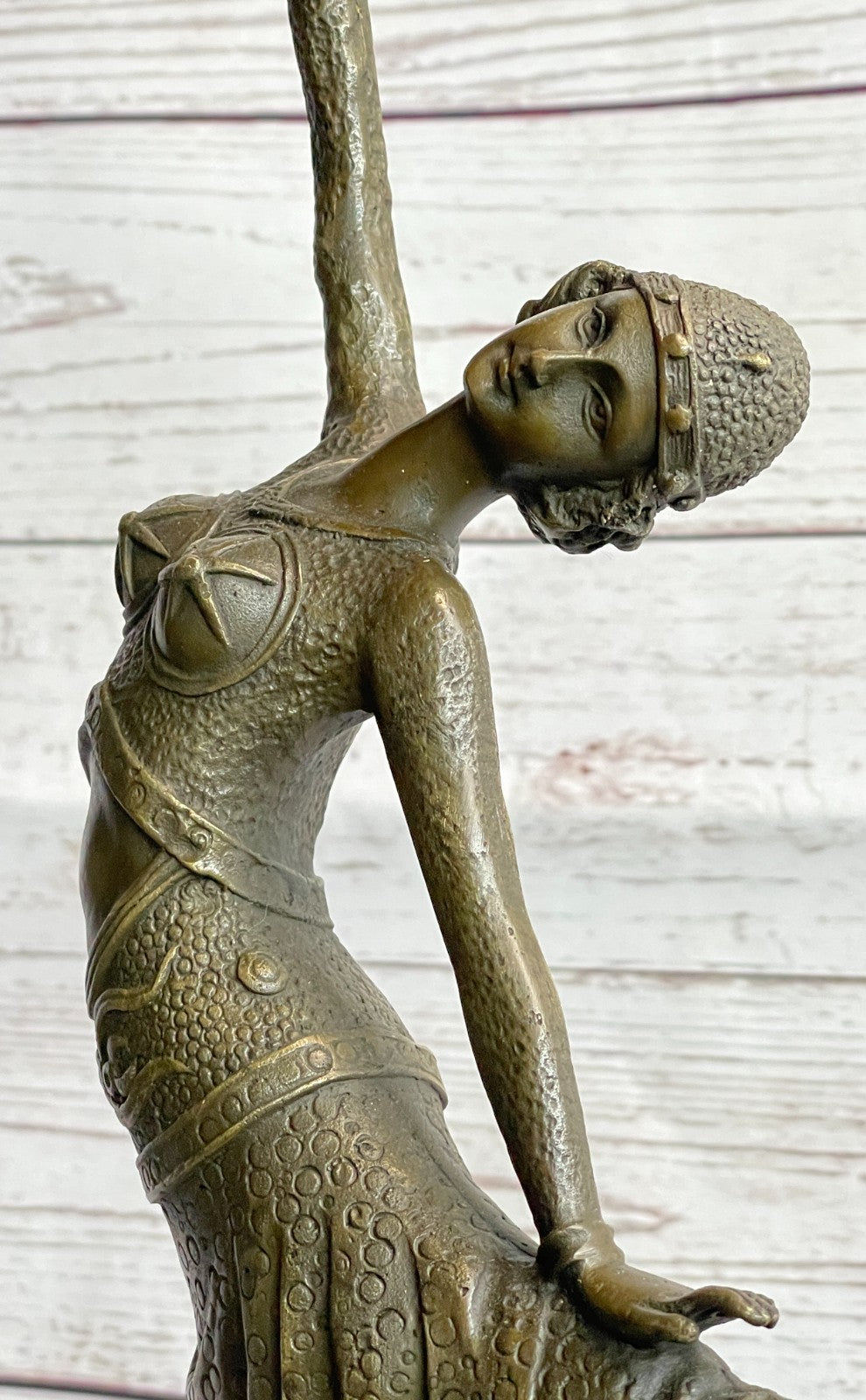 Signed Chiparus Elegant Dancer Extend her Legs Apart Bronze Sculpture Figurine