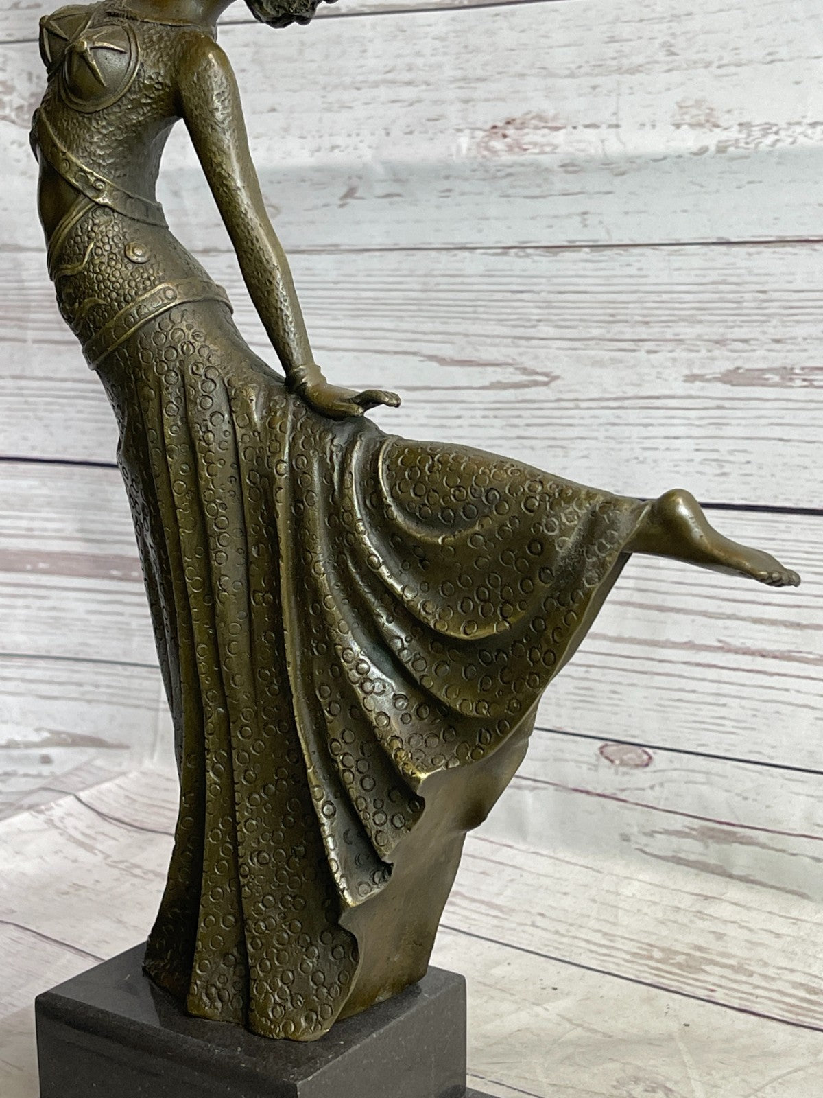 Signed Chiparus Elegant Dancer Extend her Legs Apart Bronze Sculpture Figurine