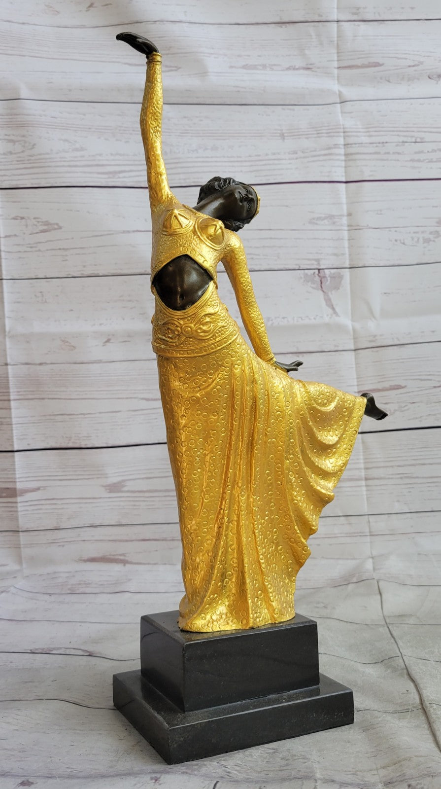 Signed Chiparus Elegant Dancer Extend her Legs Apart Bronze Sculpture Figurine