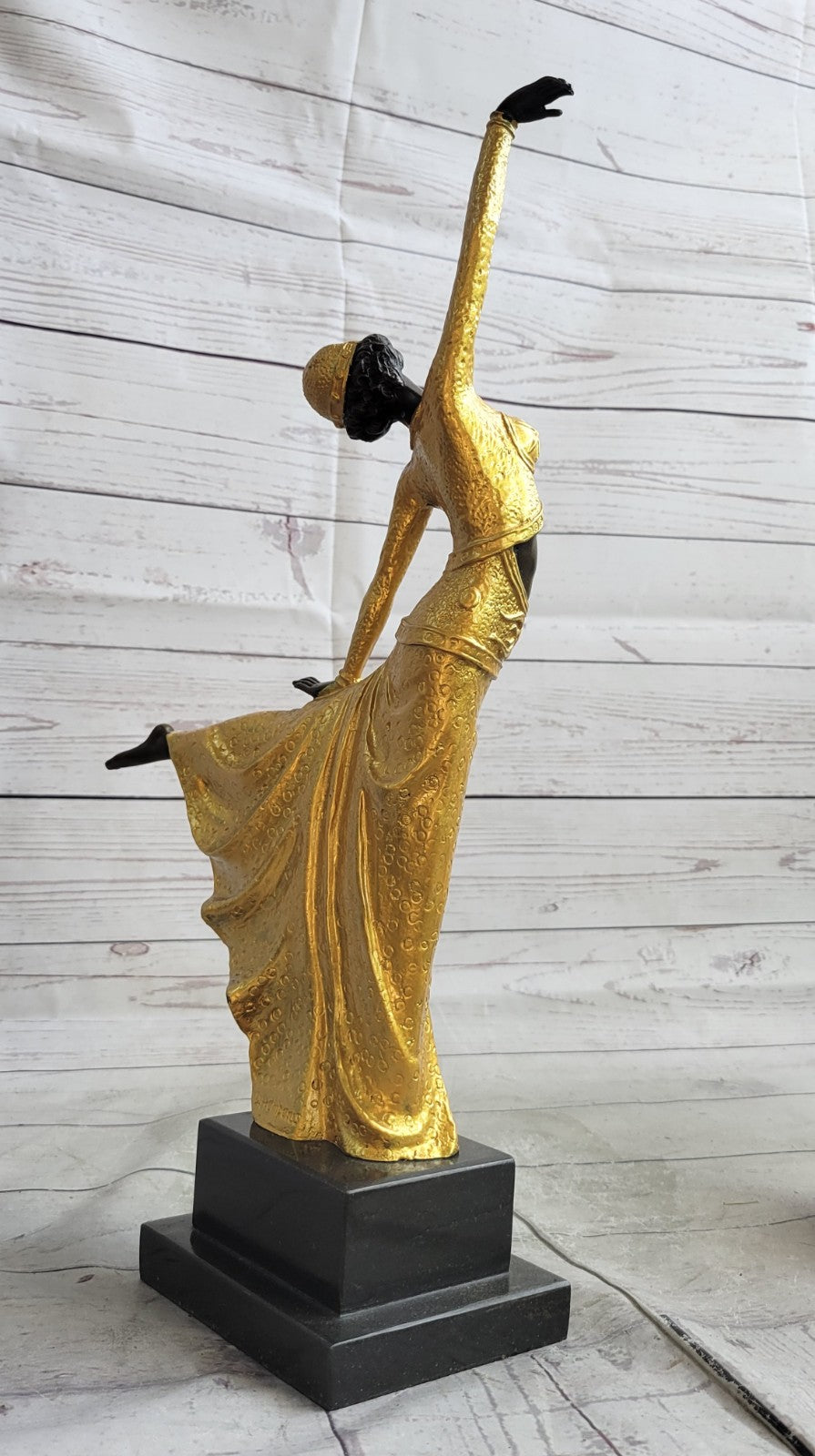 Signed Chiparus Elegant Dancer Extend her Legs Apart Bronze Sculpture Figurine