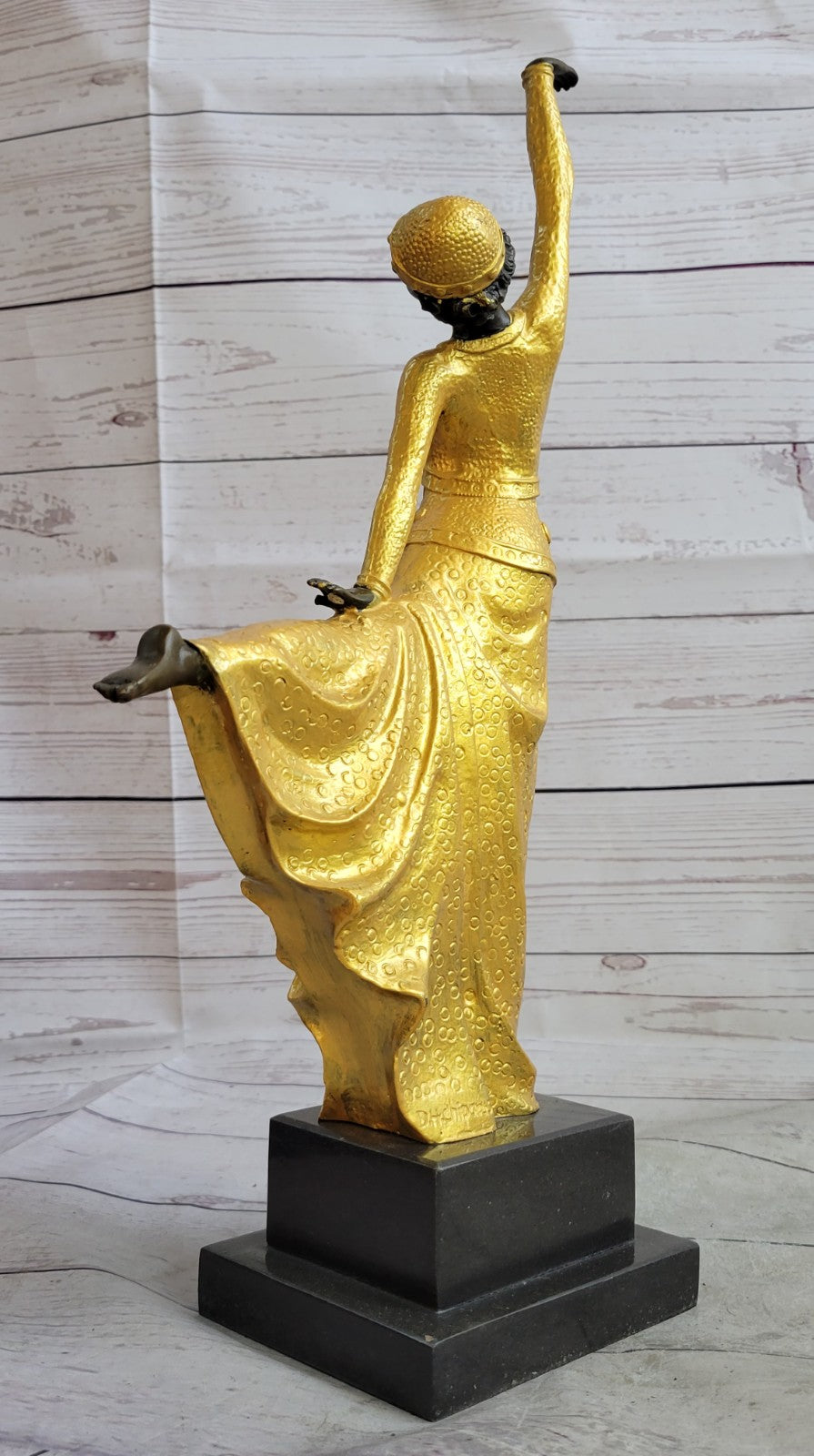 Signed Chiparus Elegant Dancer Extend her Legs Apart Bronze Sculpture Figurine