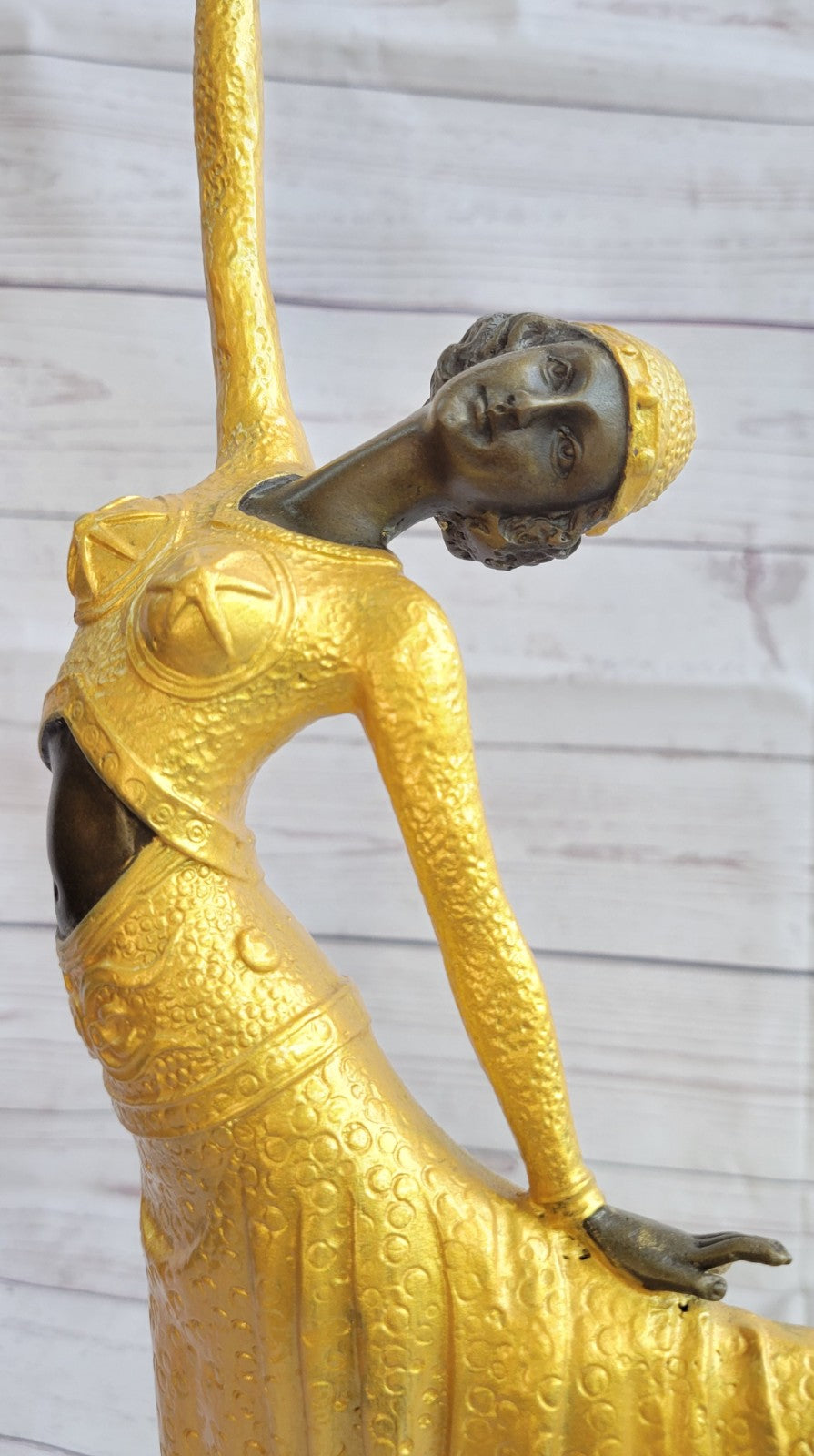 Signed Chiparus Elegant Dancer Extend her Legs Apart Bronze Sculpture Figurine