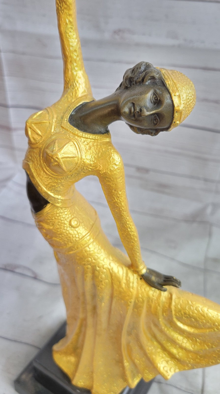 Signed Chiparus Elegant Dancer Extend her Legs Apart Bronze Sculpture Figurine