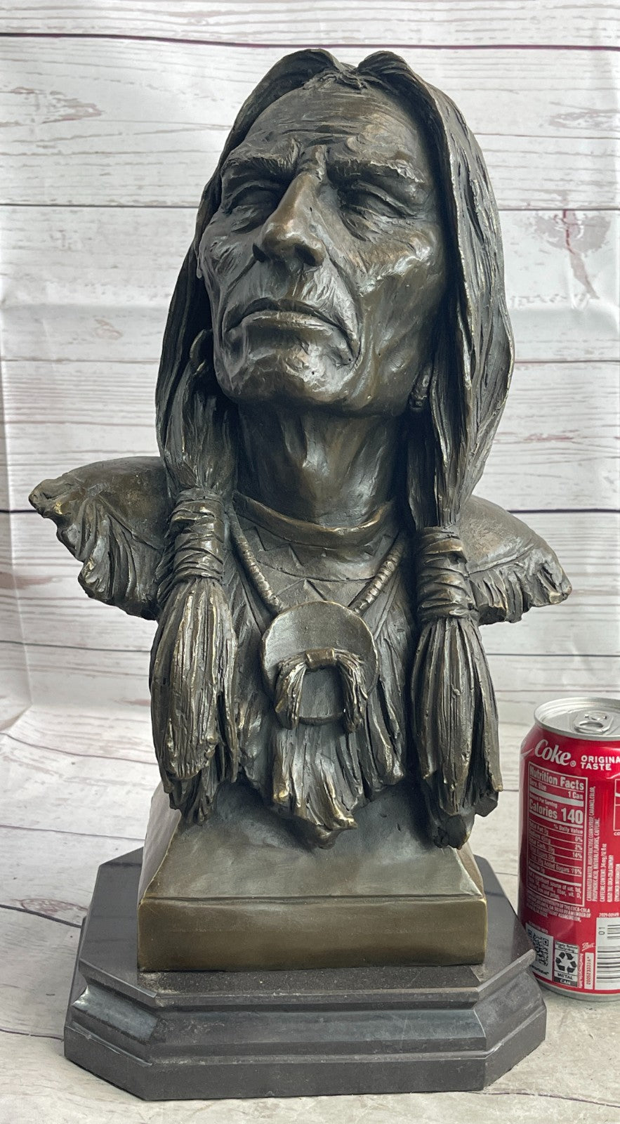 Signed Hot Cast original Milo Indian Chief Bust Bronze Sculpture Cultural Figure
