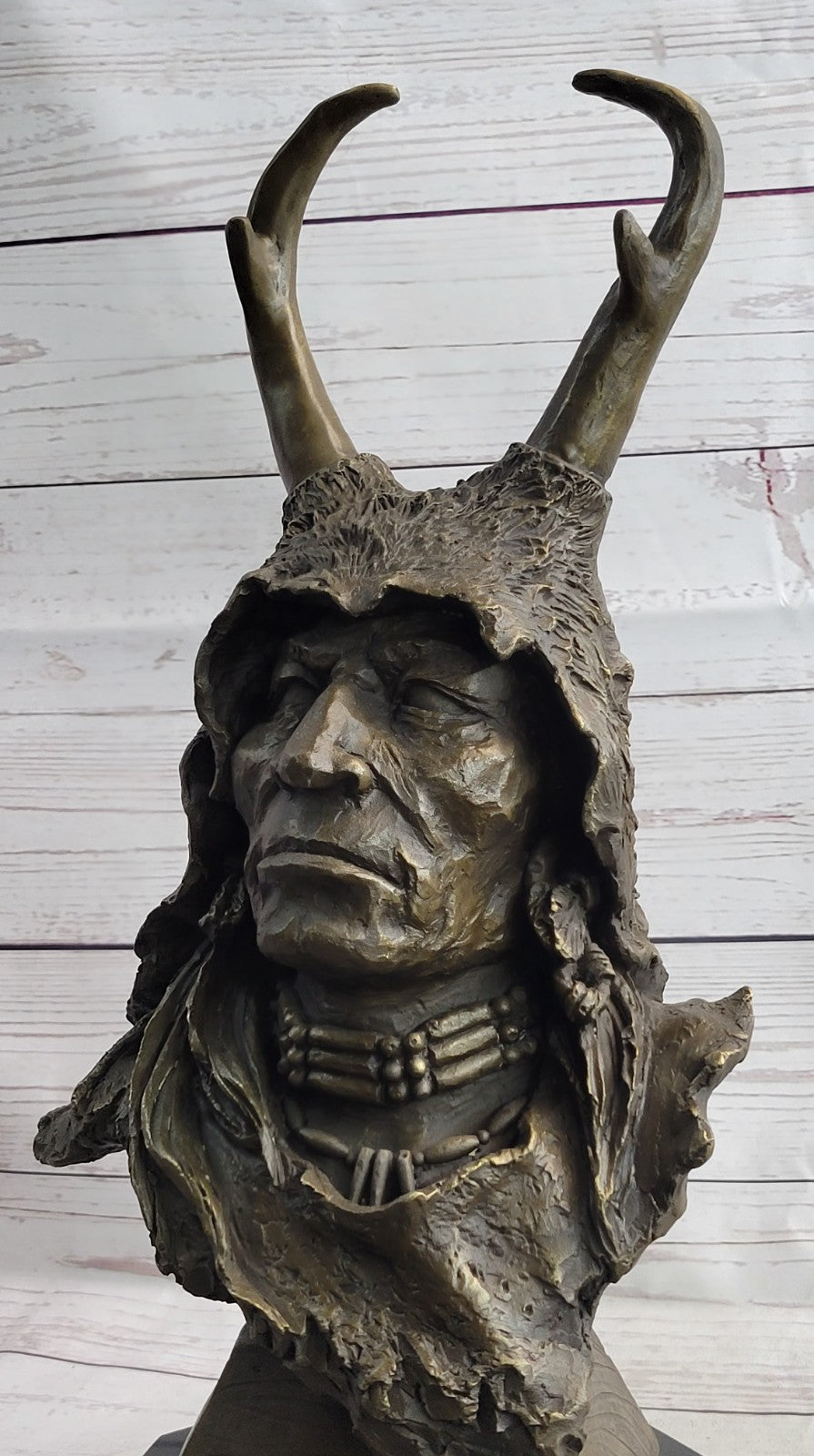 Native American Art Indian Chief Southwerstern Bronze Bust Sculpture Statue LRGE