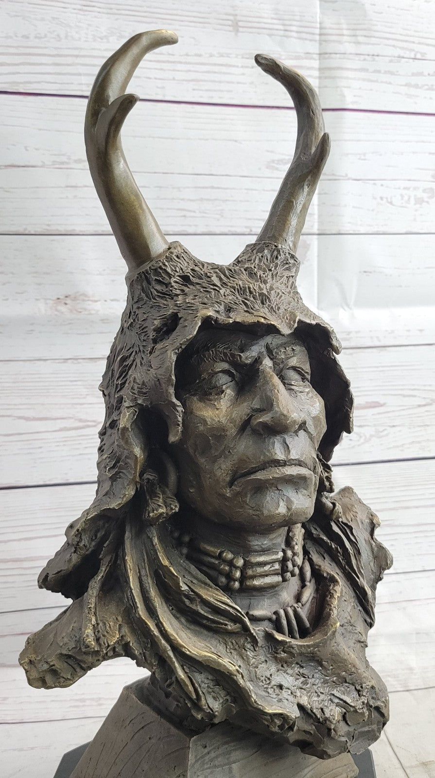 Native American Art Indian Chief Southwerstern Bronze Bust Sculpture Statue LRGE