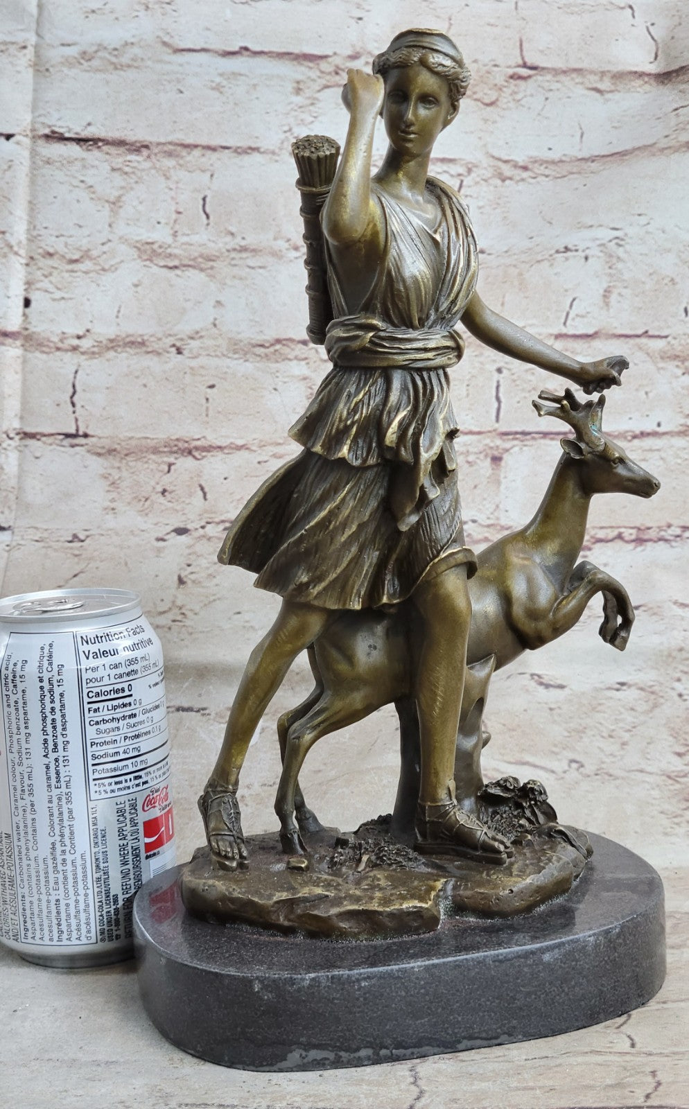 12" Tall Hot Cast Diana The Huntress Artemis Goddess Bronze Sculpture Statue 