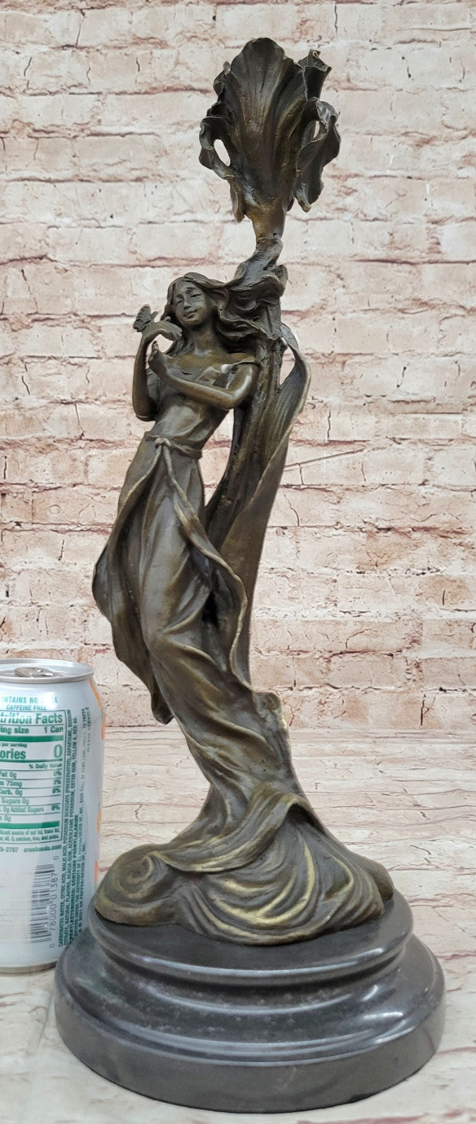 Elegant Wood Nymph Candleholder - Bronze Sculpture for Dining Room Gift