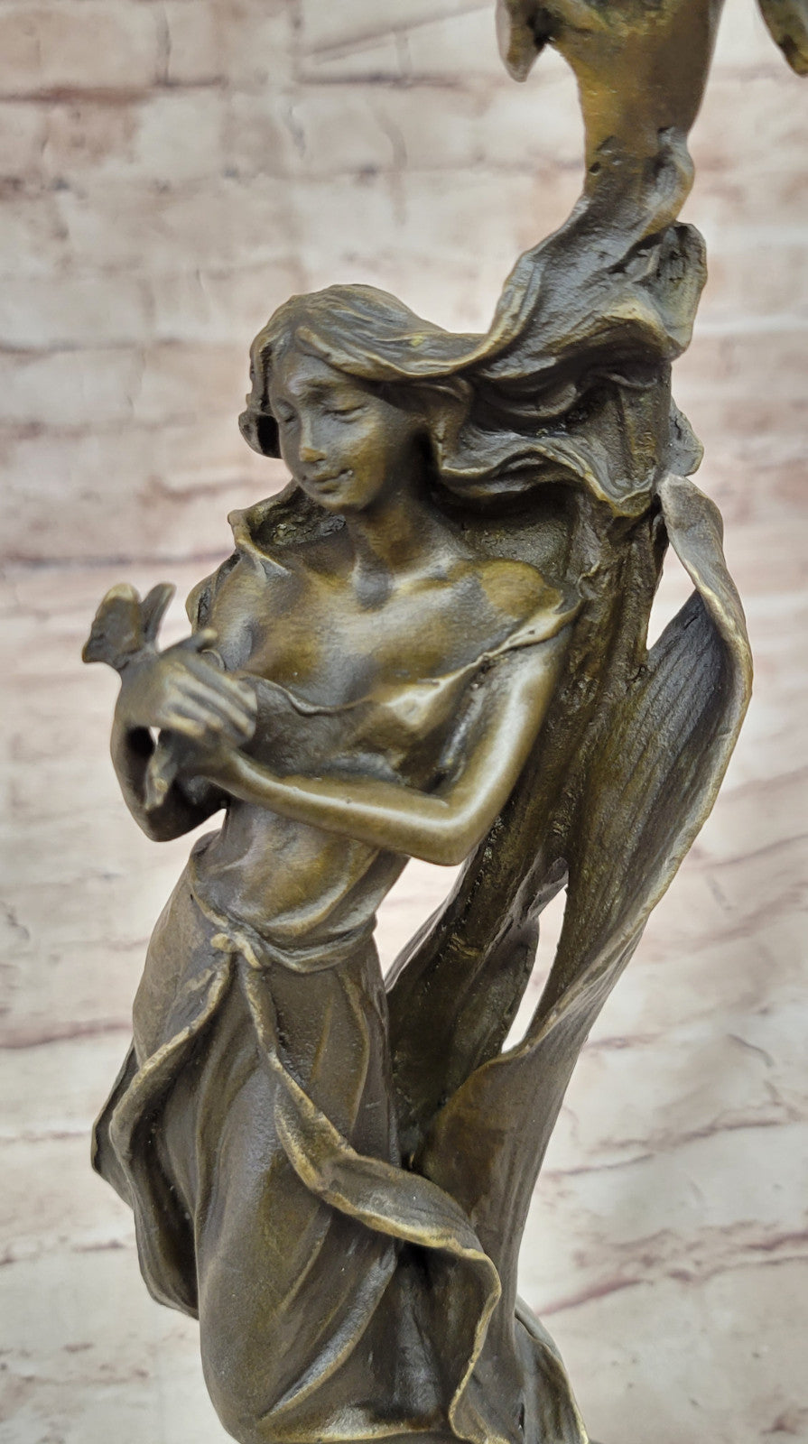 Elegant Wood Nymph Candleholder - Bronze Sculpture for Dining Room Gift