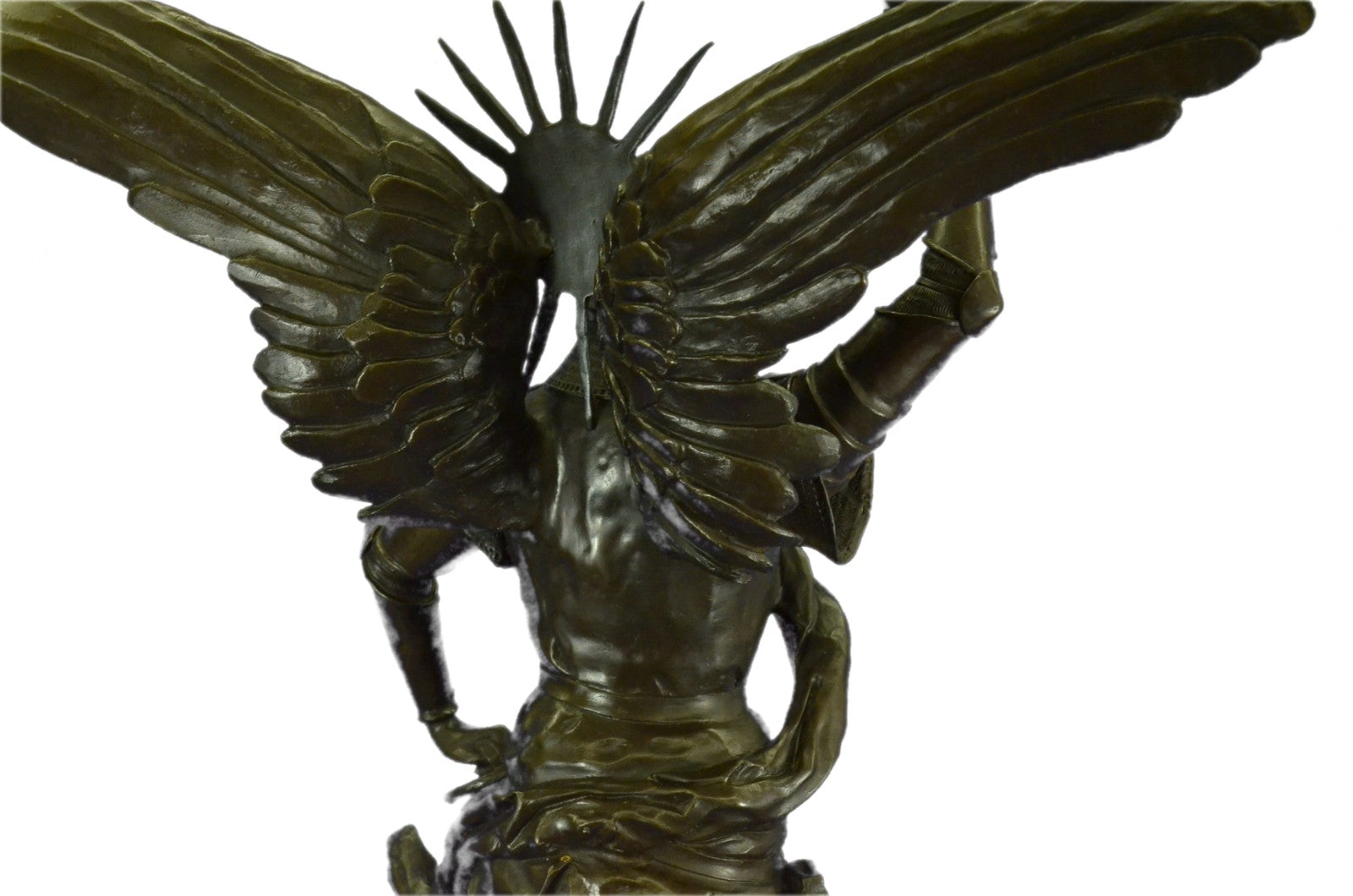 Large 53" Tall Archangel with Sword Bronze Marble Sculpture Statue Figurine Deco