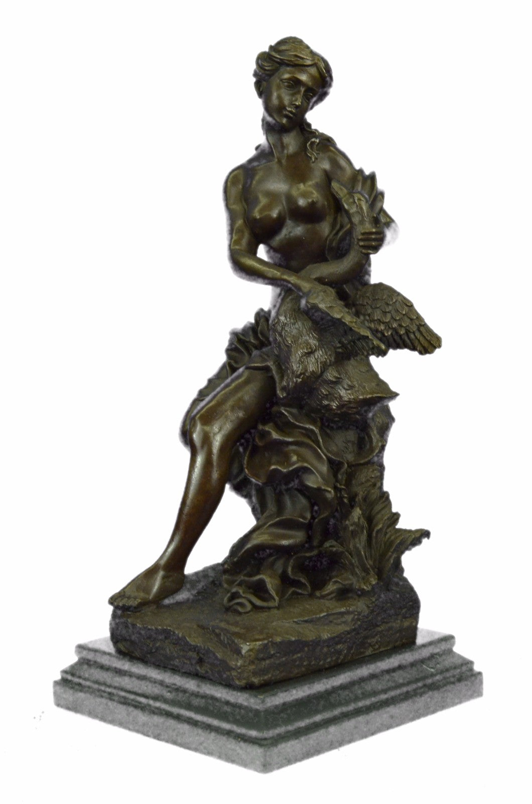 Handcrafted detailed nude Naked Leda the Swan Bronze Sculpture by Moreau Deal