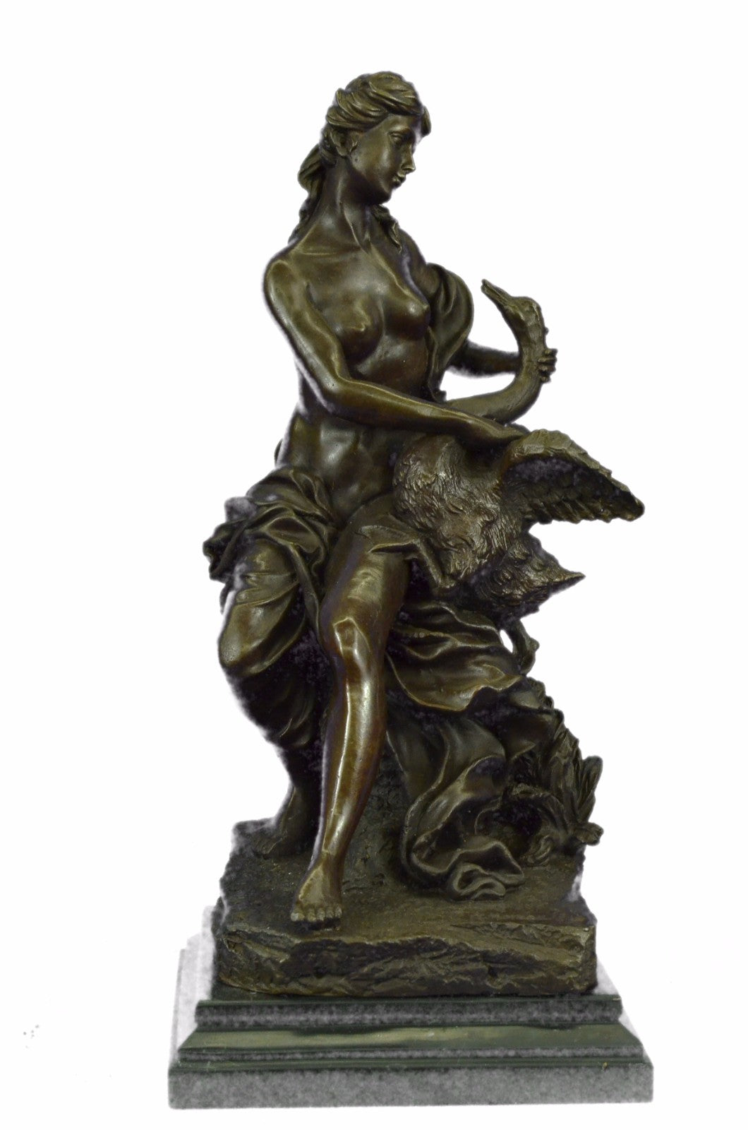 Handcrafted detailed nude Naked Leda the Swan Bronze Sculpture by Moreau Deal