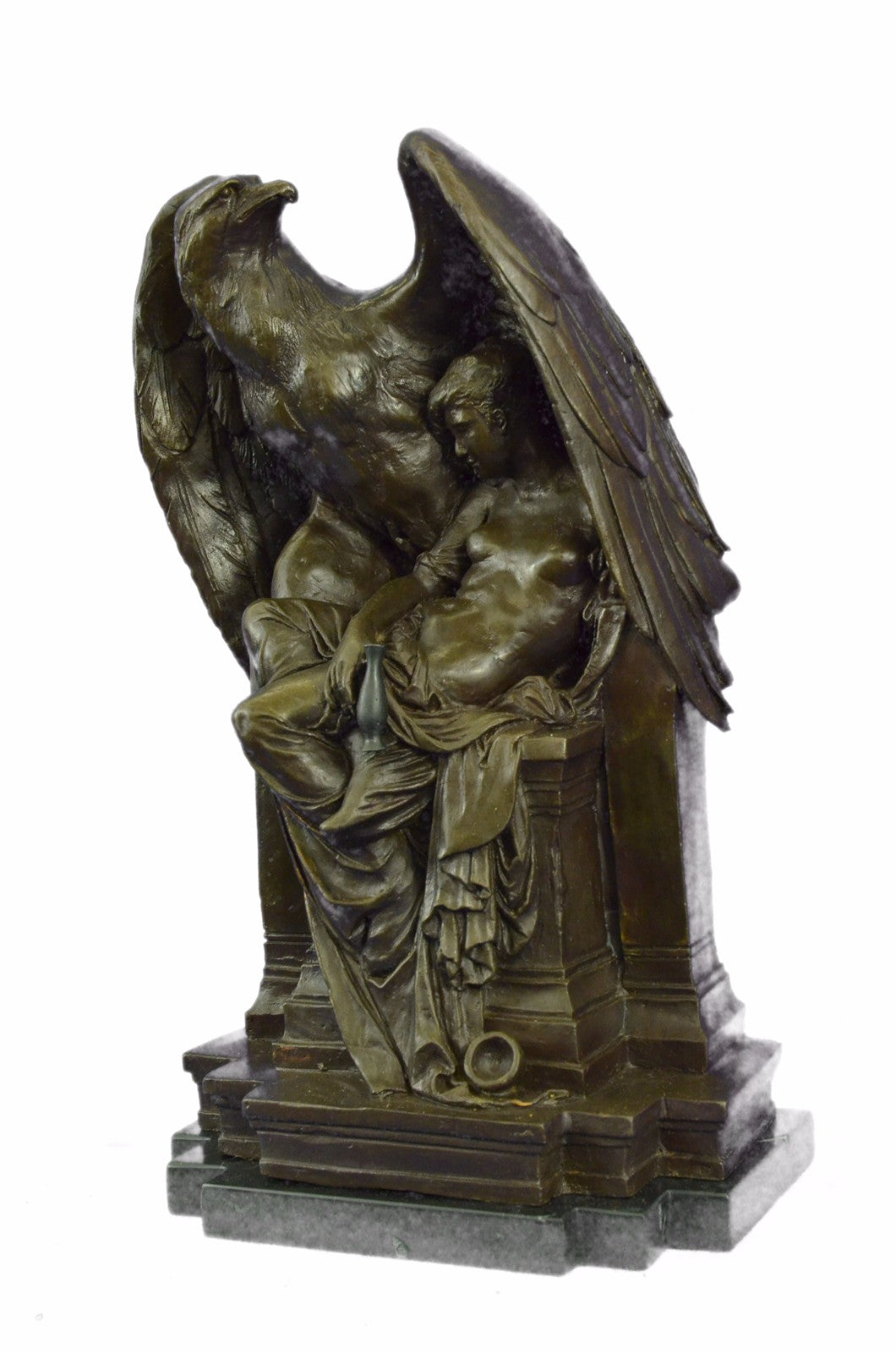 Bronze Sculpture Collector Edition Large Eagle With Nude Young Male Figure