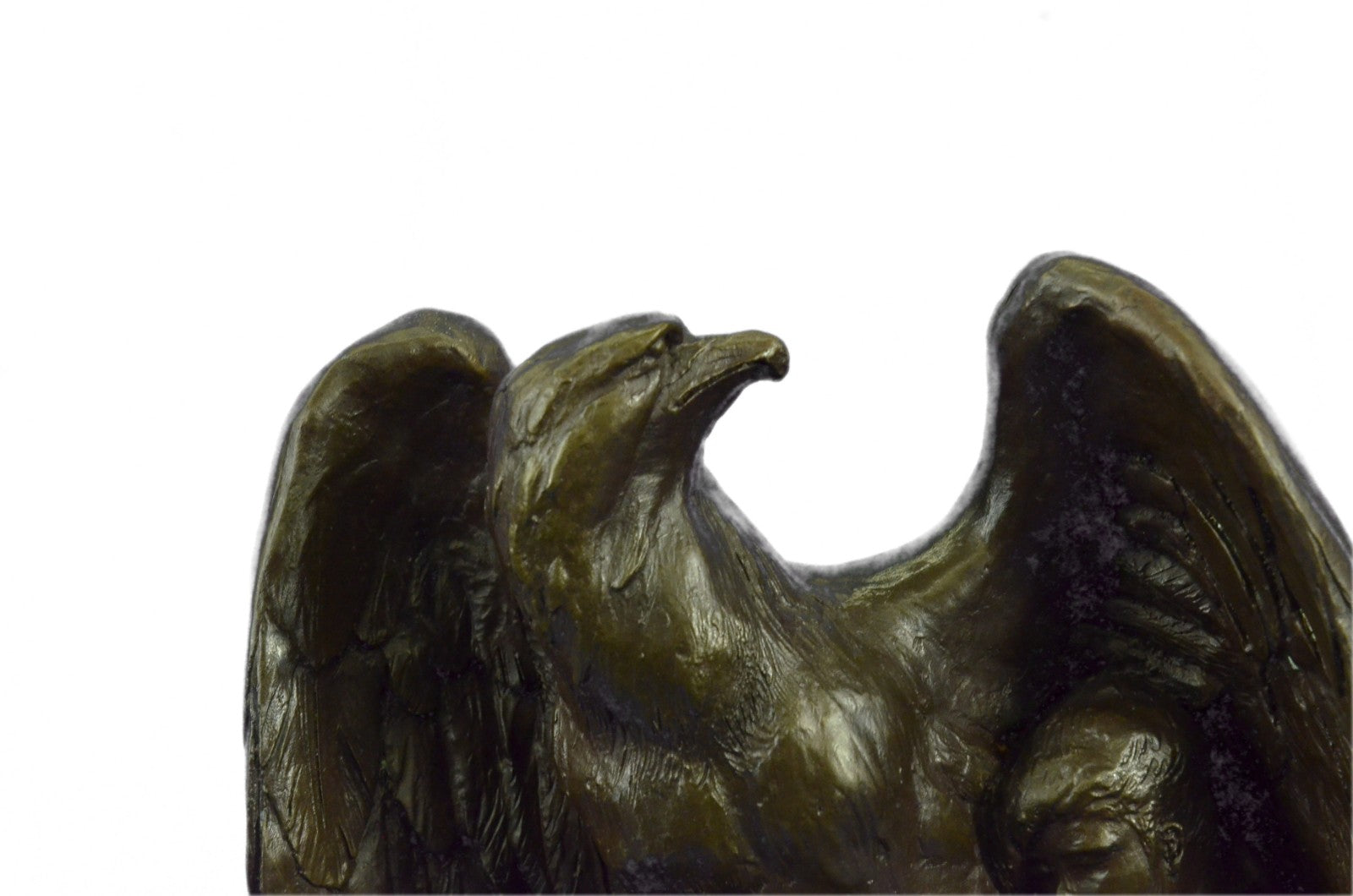 Bronze Sculpture Collector Edition Large Eagle With Nude Young Male Figure