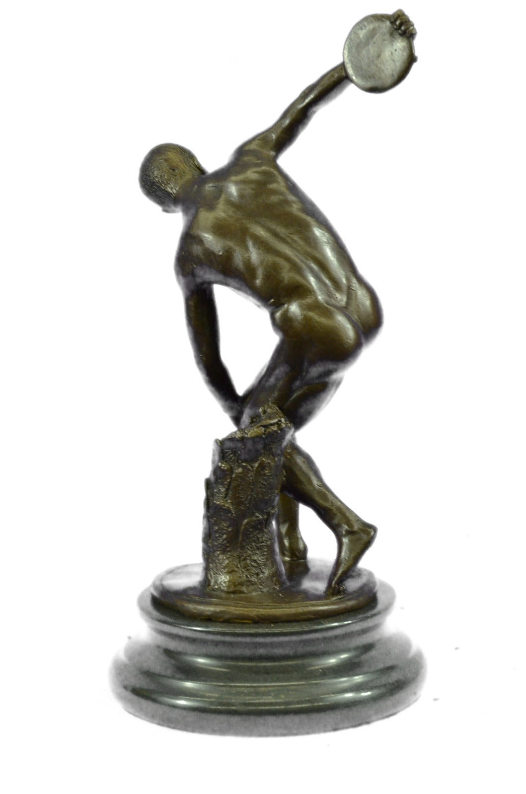 Vintage, CAST BRONZE FIGURE OF A DISCUS THROWER, old Grecian style approx 10"