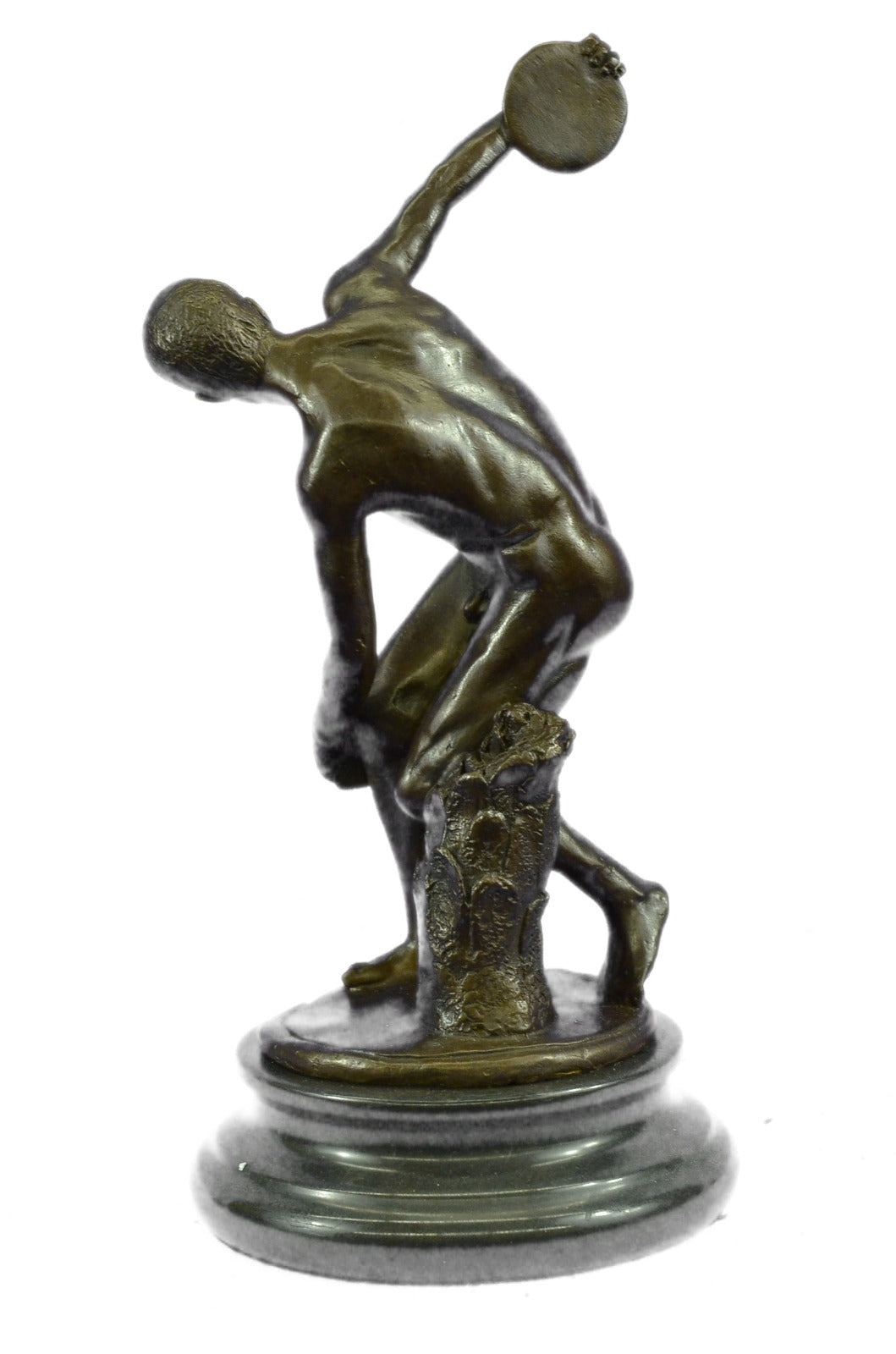 Vintage, CAST BRONZE FIGURE OF A DISCUS THROWER, old Grecian style approx 10"