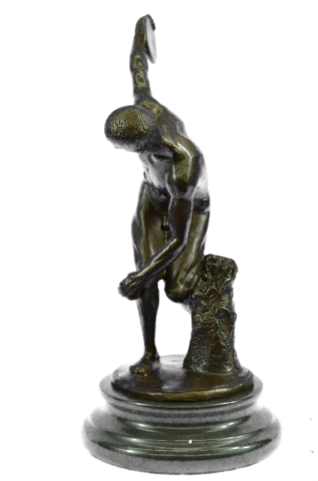 Vintage, CAST BRONZE FIGURE OF A DISCUS THROWER, old Grecian style approx 10"