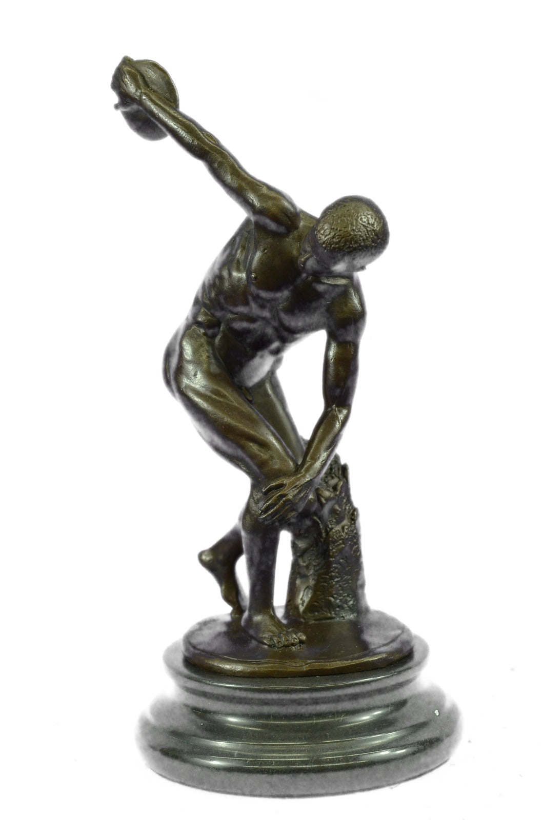 Vintage, CAST BRONZE FIGURE OF A DISCUS THROWER, old Grecian style approx 10"