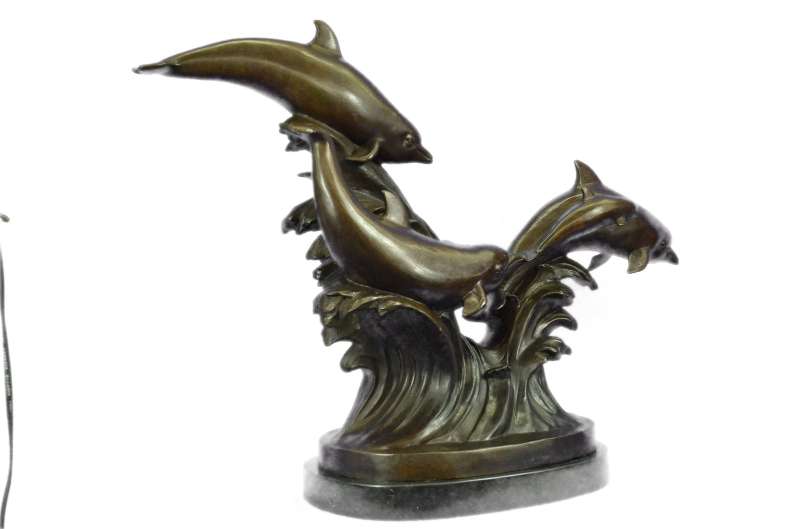 5 Dolphins Riding a Wave Bronze Sculpture Hot Cast Classic Artwork Marine Figure