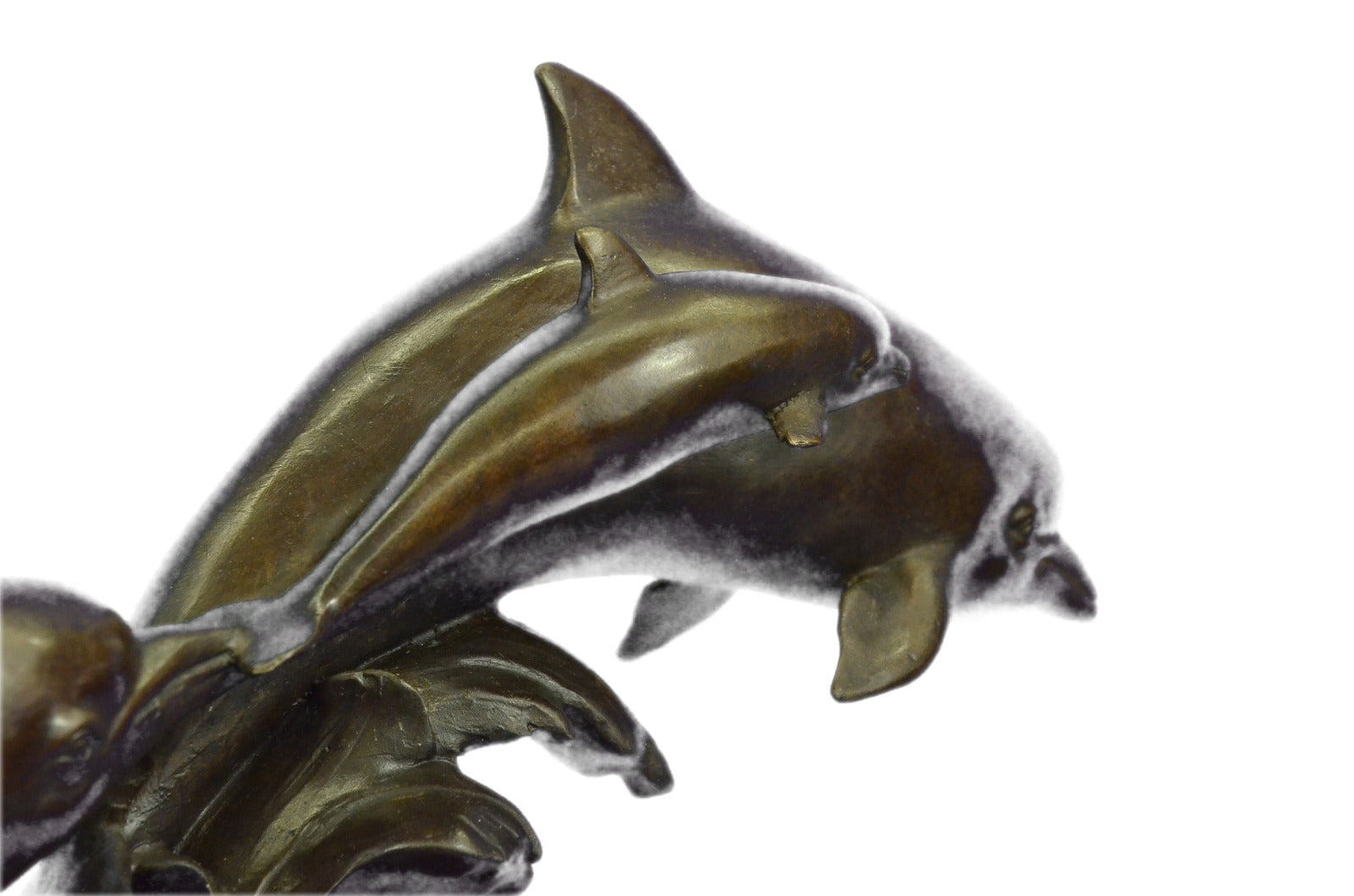 5 Dolphins Riding a Wave Bronze Sculpture Hot Cast Classic Artwork Marine Figure