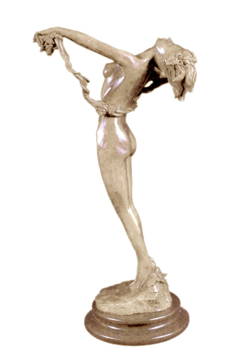 Handcrafted bronze sculpture SALE Vitalis By Vine With Woman Nude Cast Hot