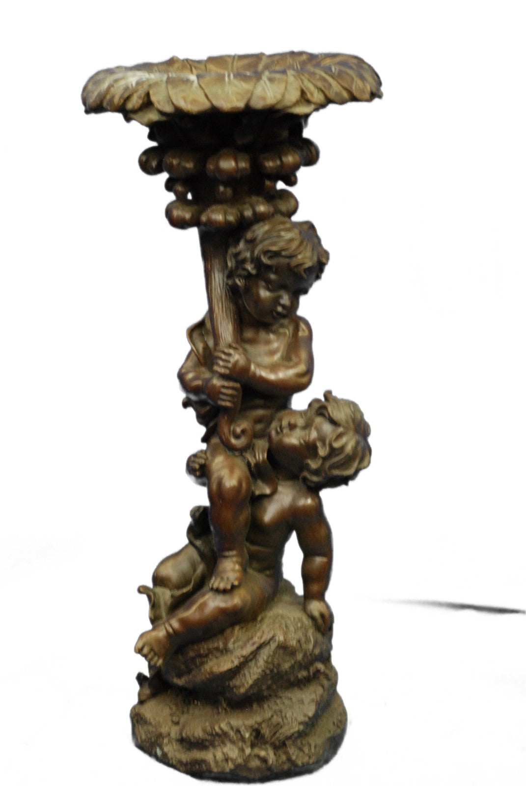 Two Child Cherub Puti Playful Nouveau Art Bronze Sculpture Statue Figure Sale