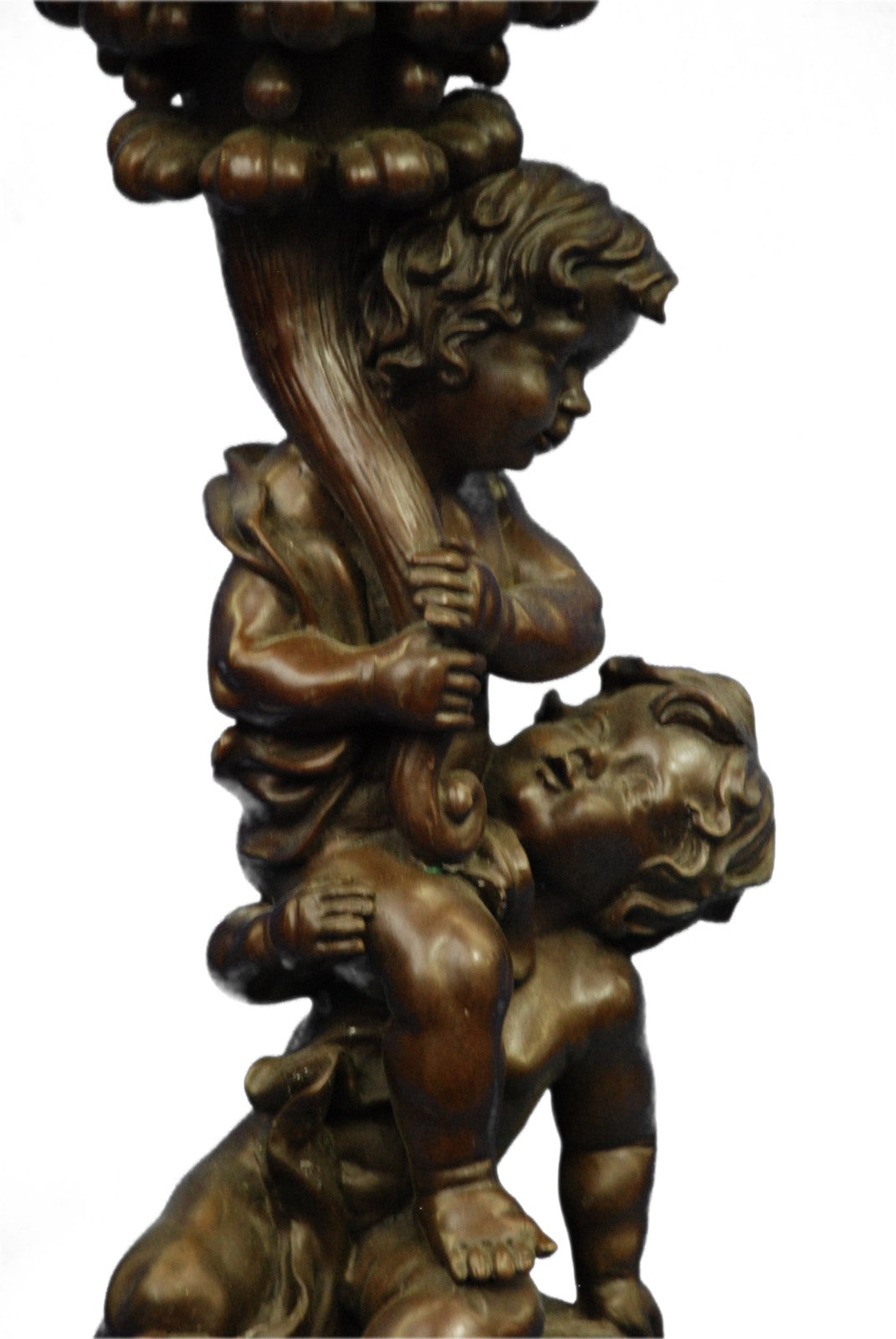 Two Child Cherub Puti Playful Nouveau Art Bronze Sculpture Statue Figure Sale