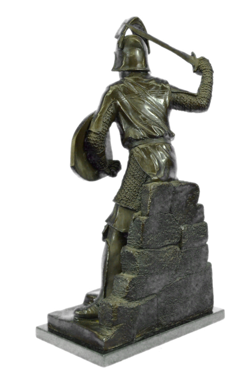 Handcrafted bronze sculpture SALE With Sword  Warrior Knight Bold Lange Signed