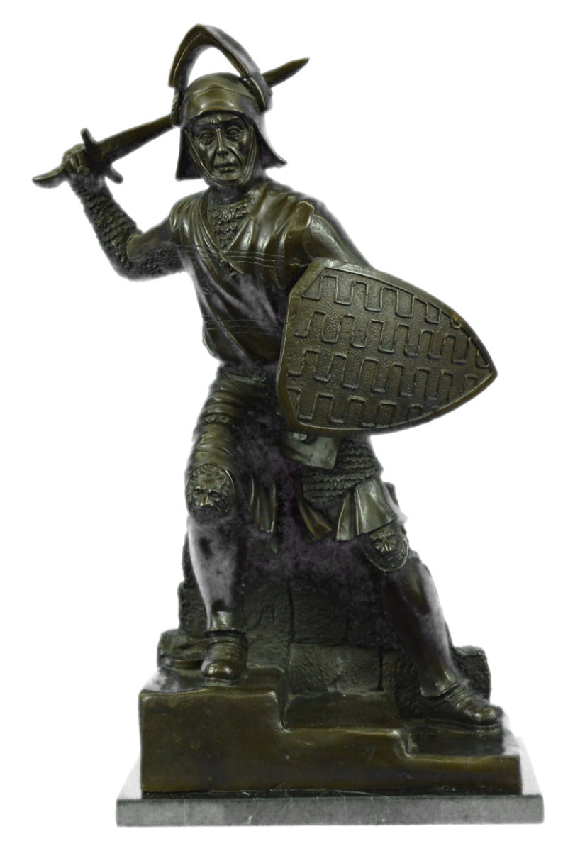 Handcrafted bronze sculpture SALE With Sword  Warrior Knight Bold Lange Signed