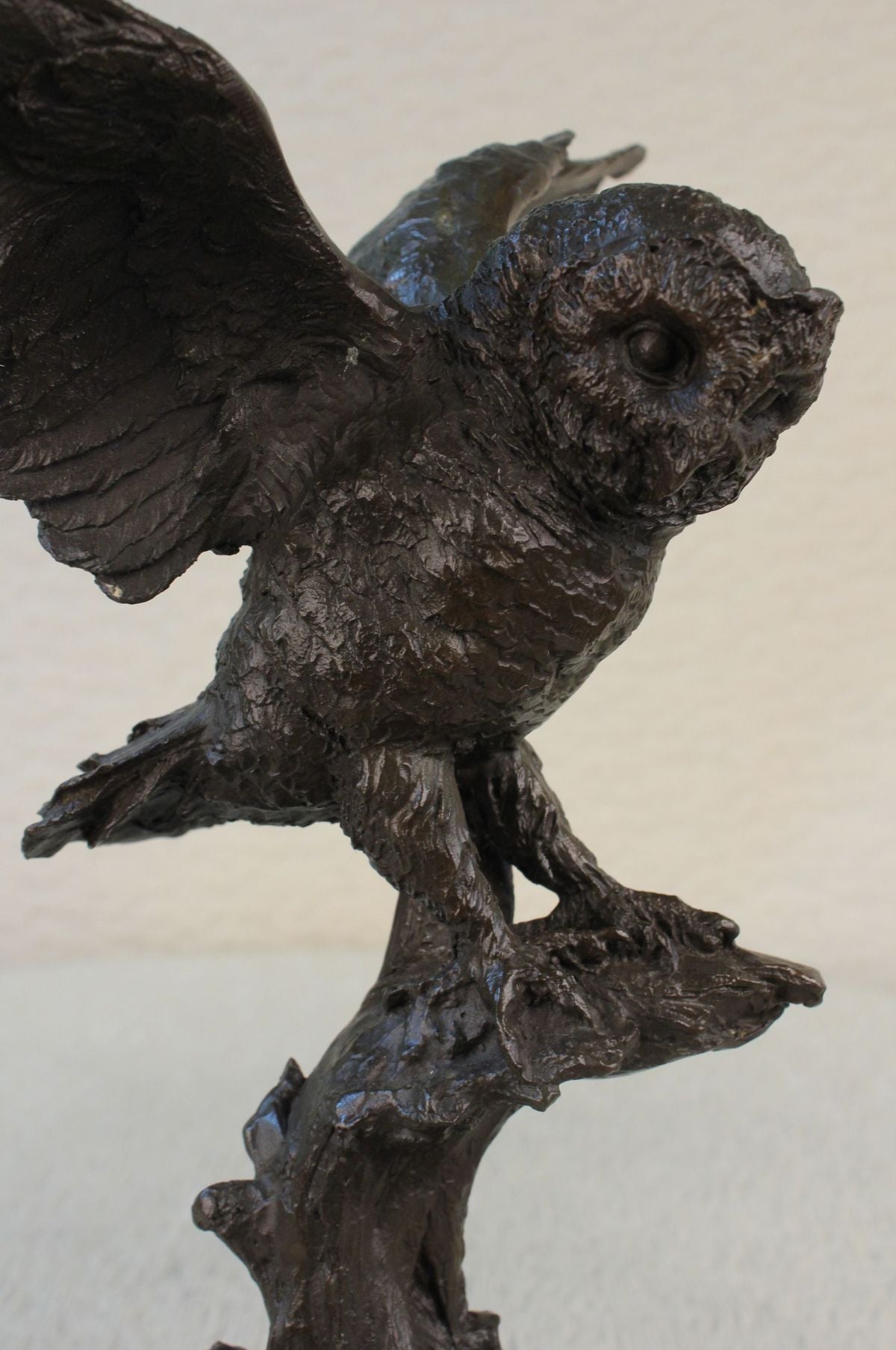 Abstract Modern Art Wildlife Owl Bird Bronze Sculpture Marble Base Figurine Figu