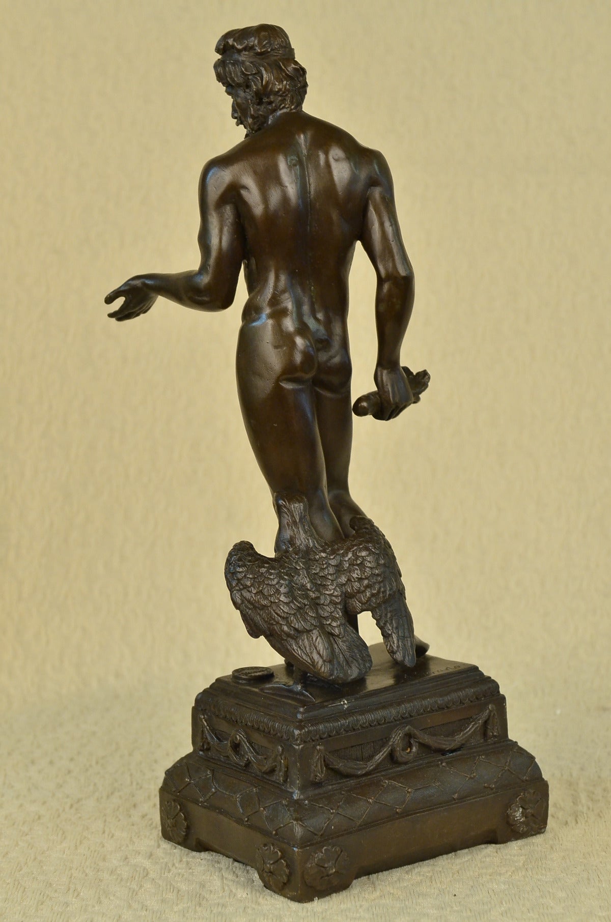 Handcrafted bronze sculpture SALE Falc Eagle Bird With Standing Man Roman Nude