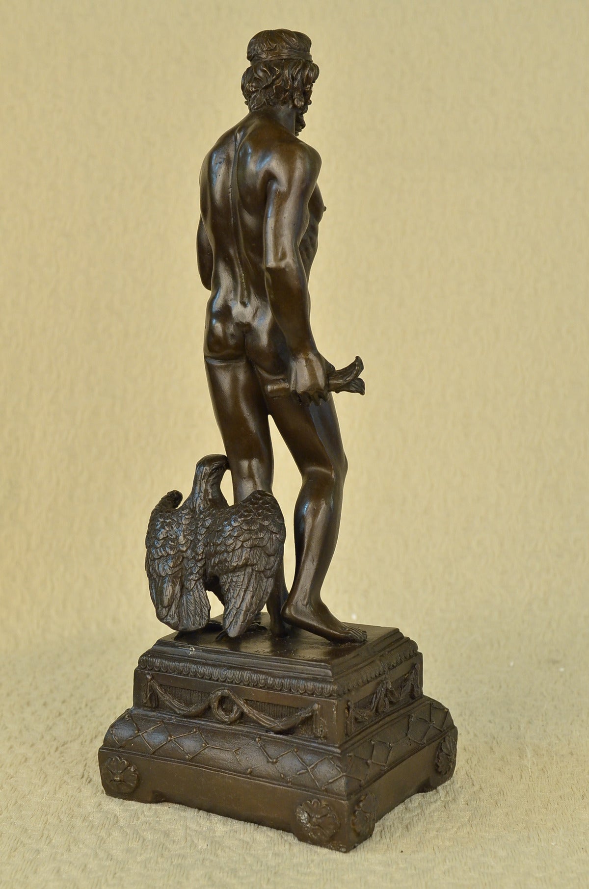 Handcrafted bronze sculpture SALE Falc Eagle Bird With Standing Man Roman Nude