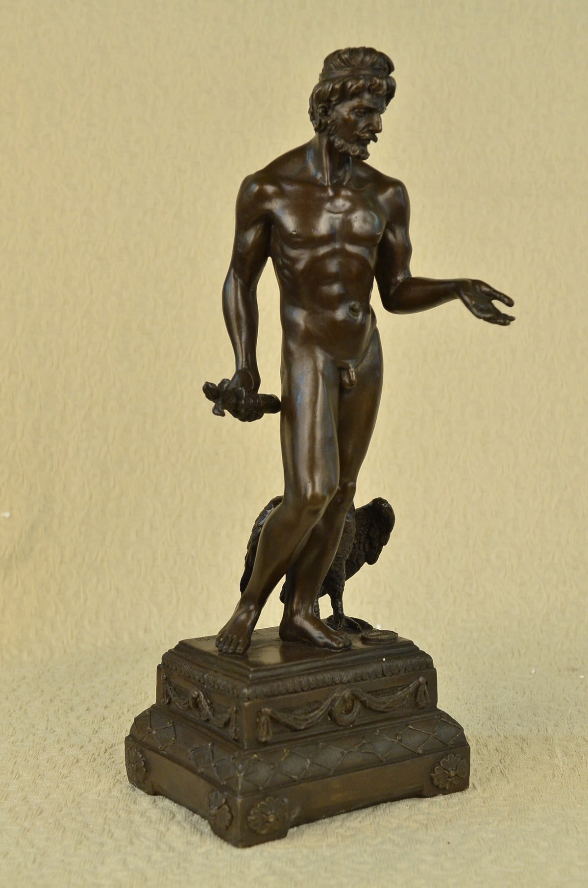 Handcrafted bronze sculpture SALE Falc Eagle Bird With Standing Man Roman Nude