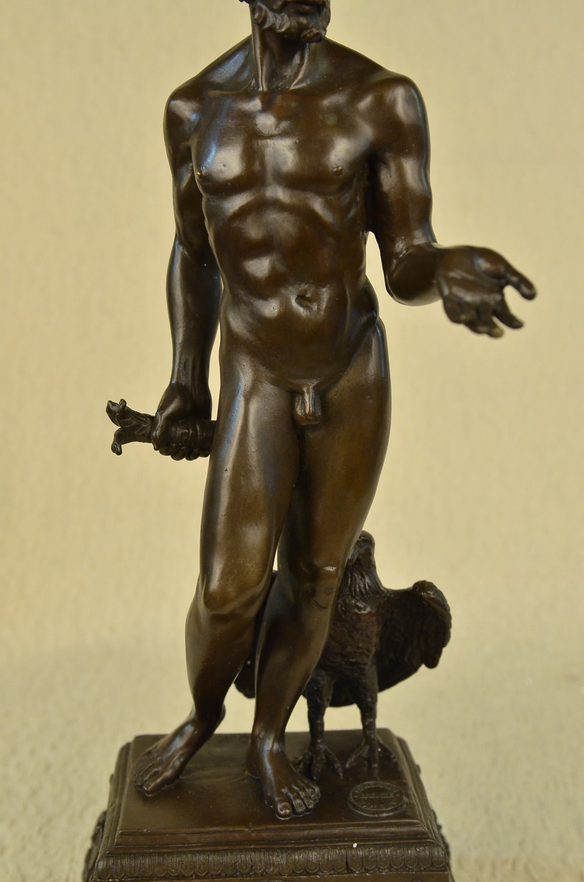 Handcrafted bronze sculpture SALE Falc Eagle Bird With Standing Man Roman Nude