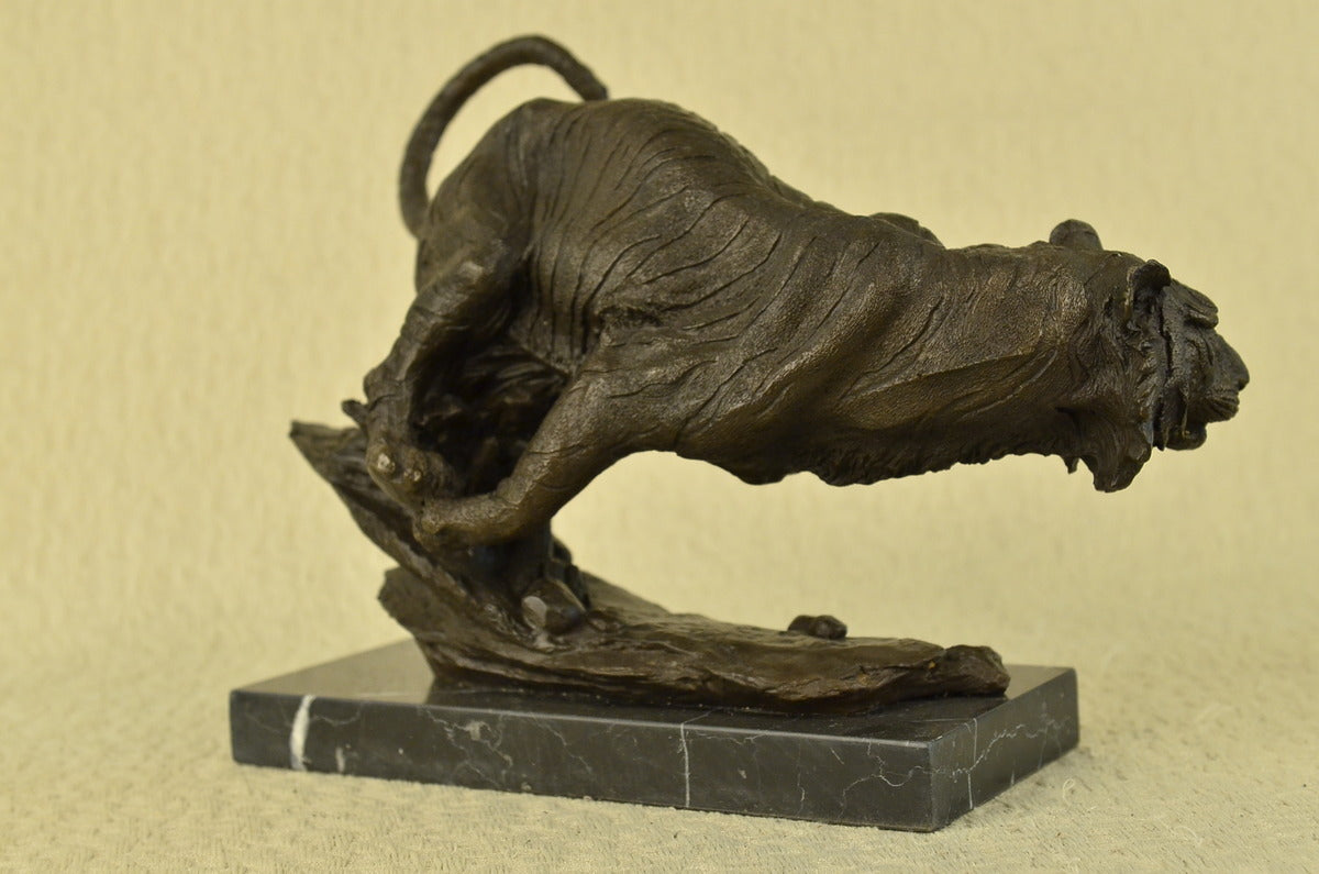 Bronze Sculpture Hot Cast Classic African Tiger Animal Figurine Artwork D&#233;cor
