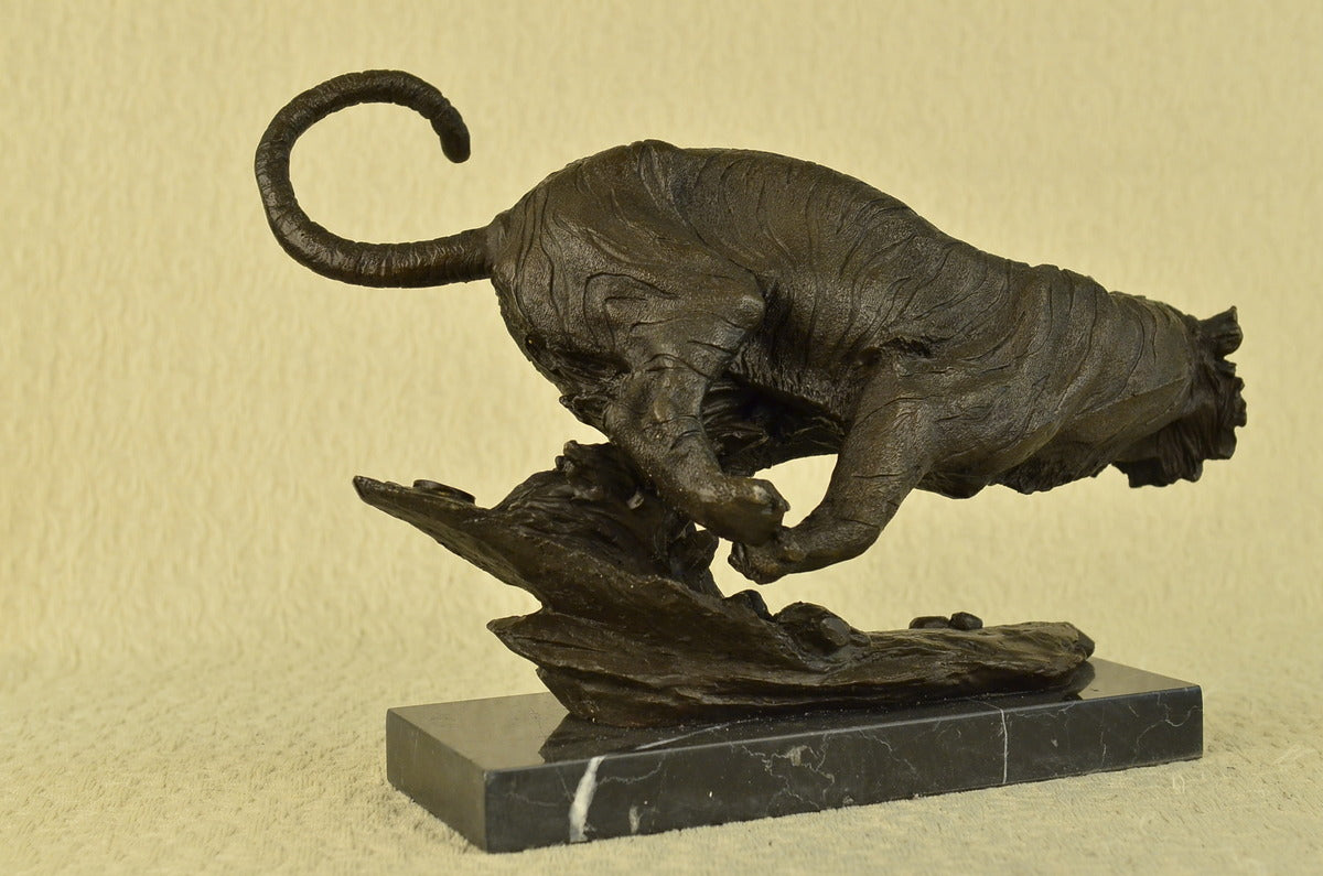 Bronze Sculpture Hot Cast Classic African Tiger Animal Figurine Artwork D&#233;cor