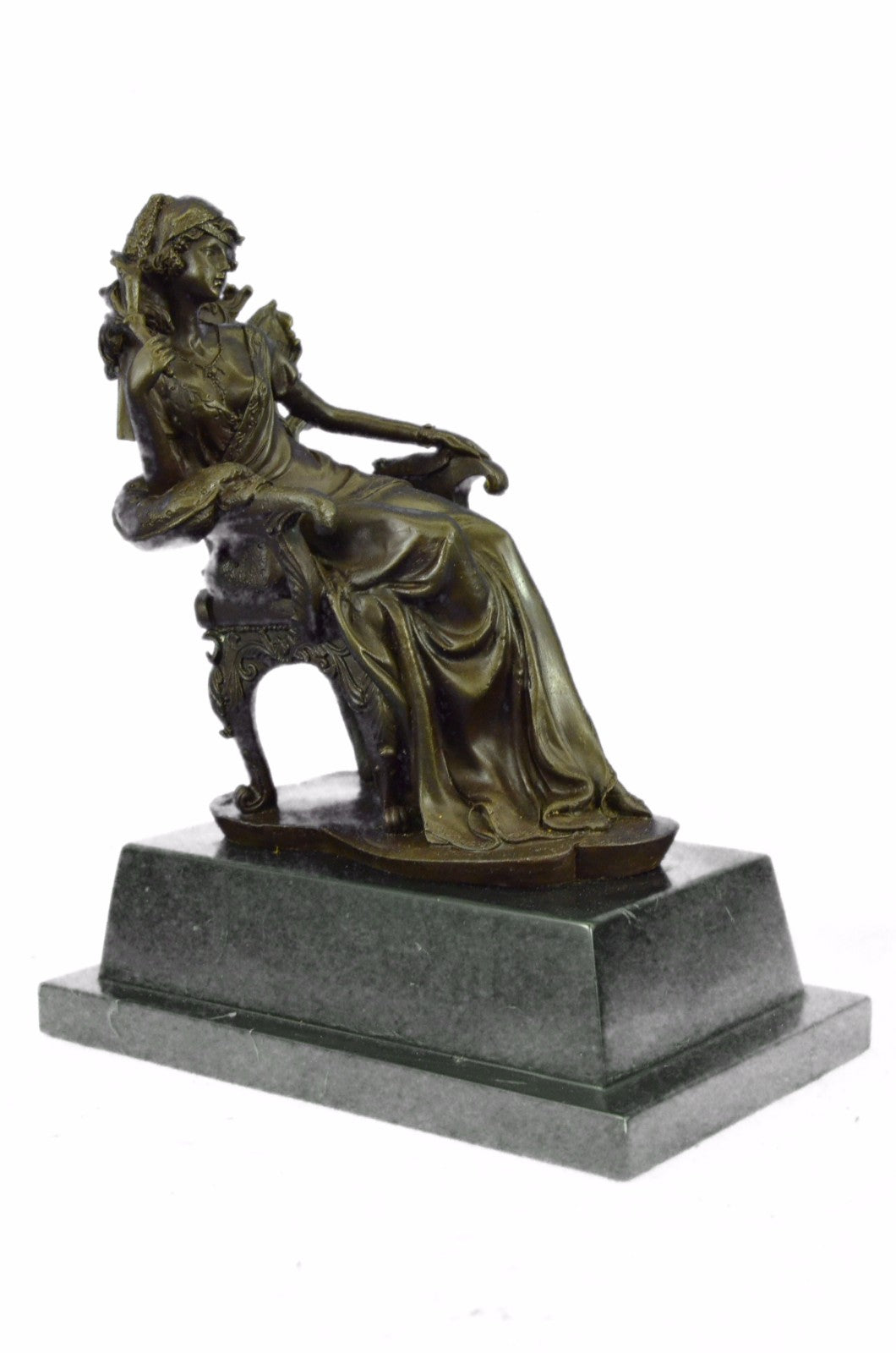 Vintage Original Sculpture BRONZE Art Nouveau LADY Old VICTORIAN Style STATUE NR