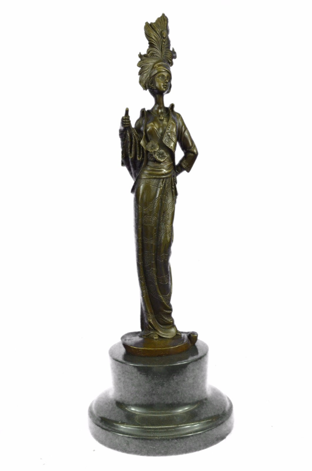 Art Deco Handcrafted Flapper Classy Lady Bronze Sculpture Home Decor Figurine