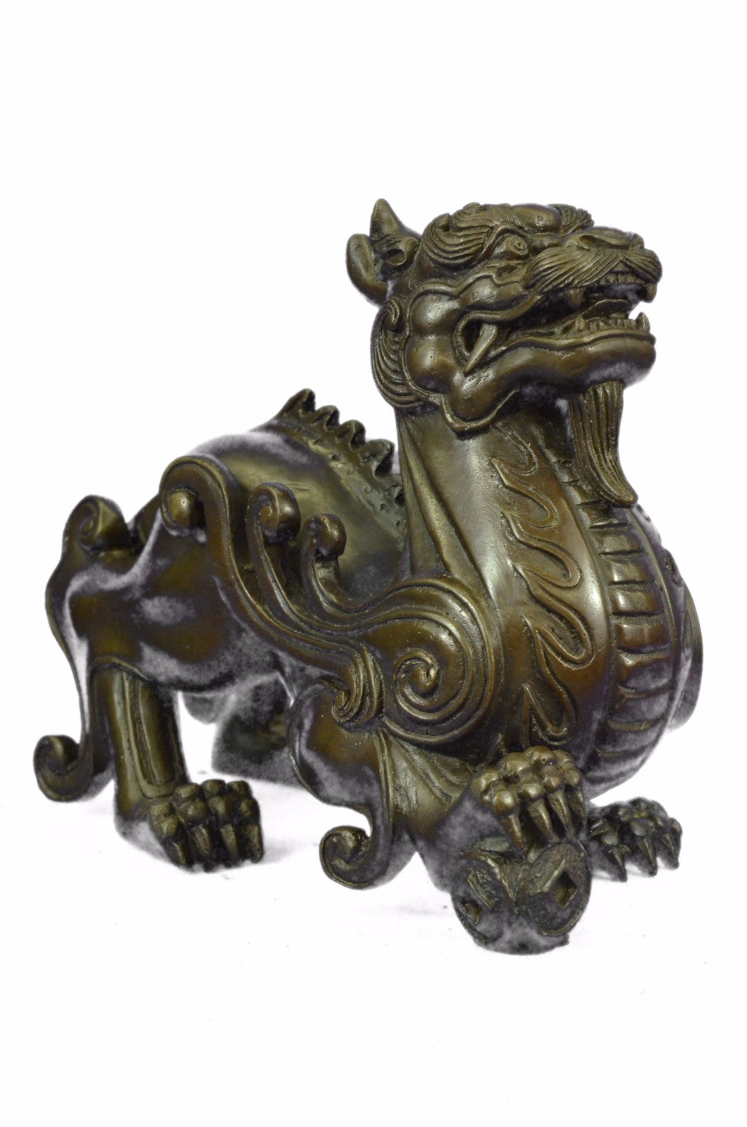 Large Asian Dragon of the Great Wall Home Office Bronze Decoration Statue Figure