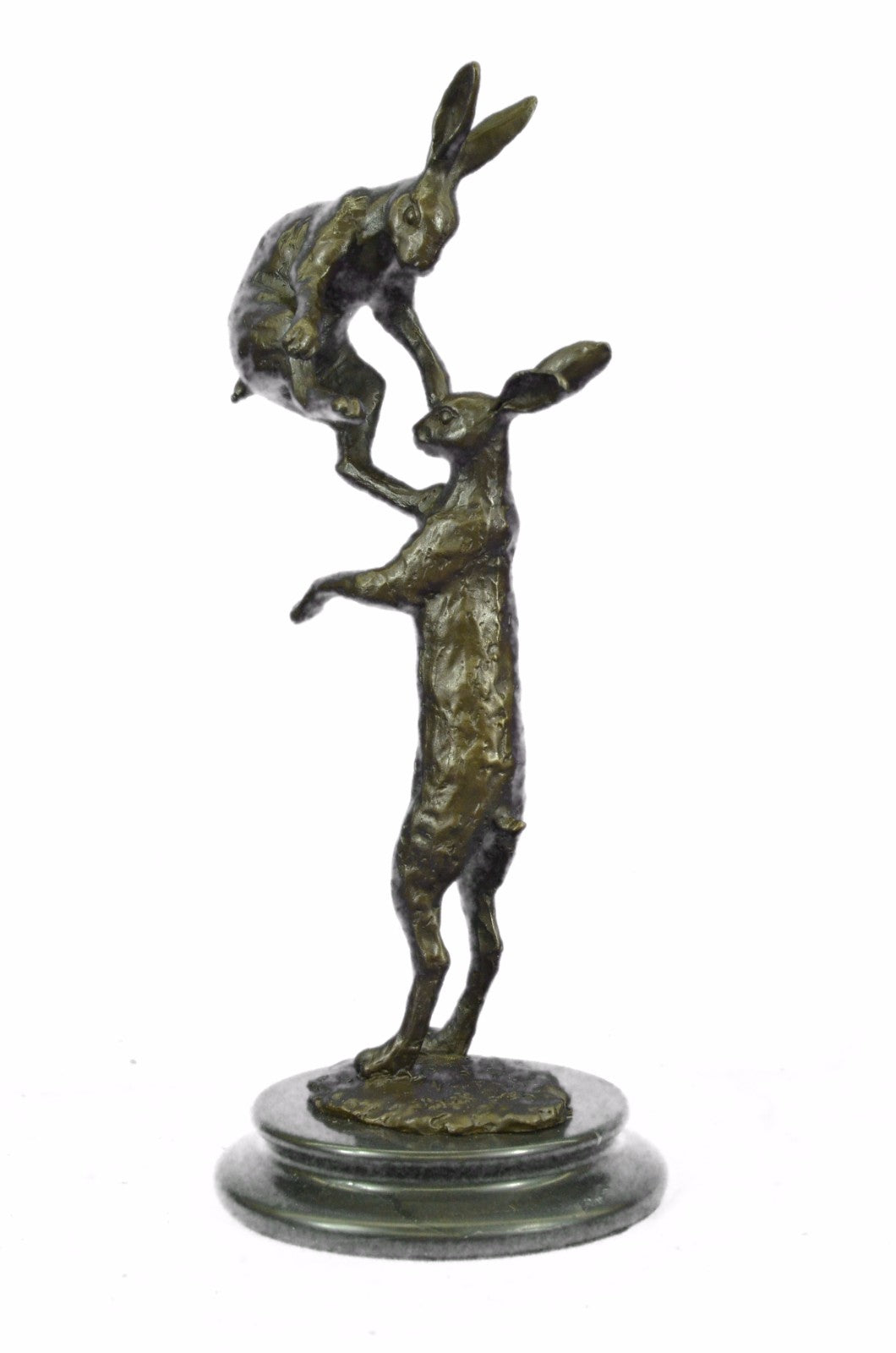 Art Deco Vienna Bronze Boxing Hares Sculpture Marble Base Figurine Figure Deal